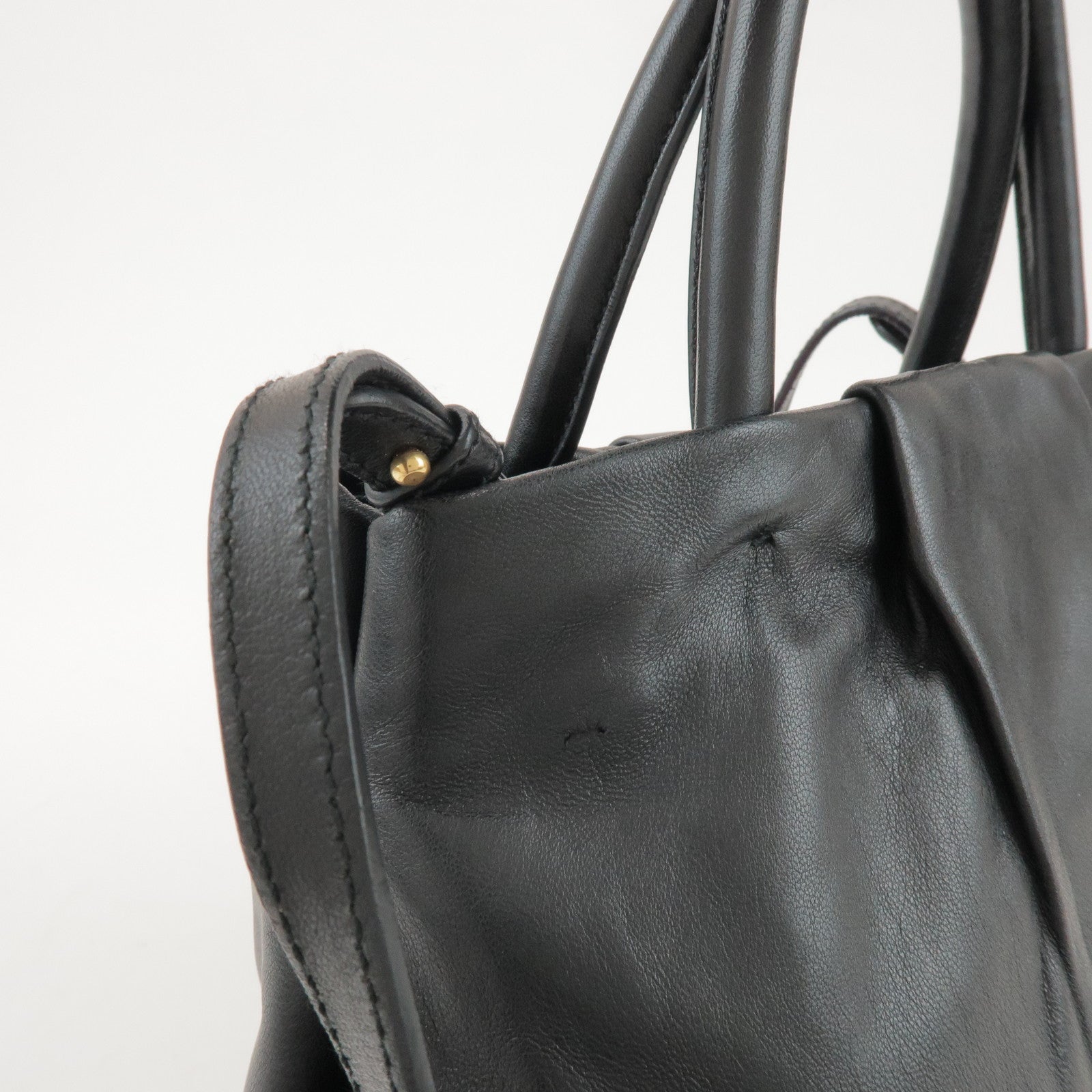 PRADA Logo Leather 2Way Hand Shoulder Bag Ribbon Black Pink BN1604