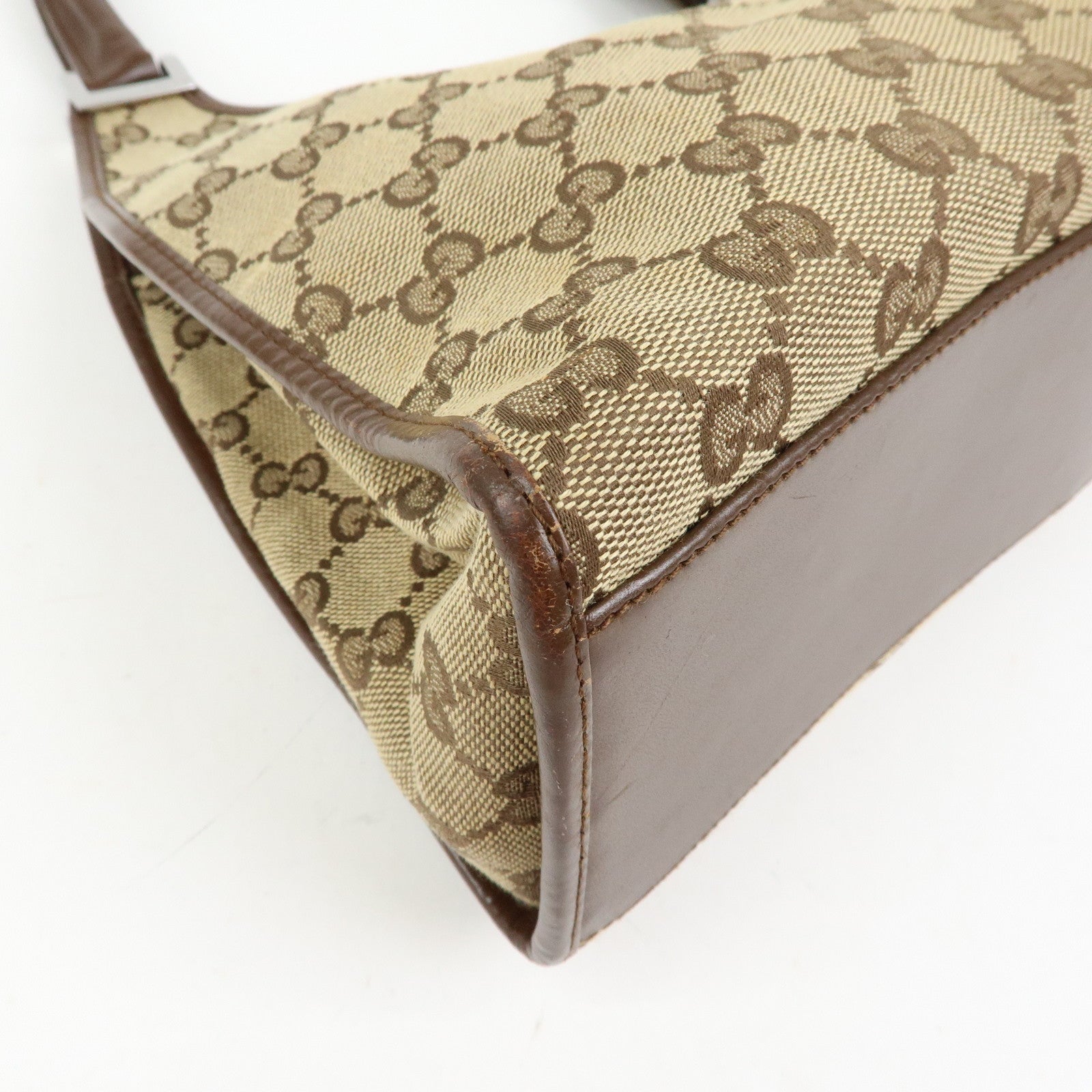 GUCCI Jackie GG Canvas Leather Shoulder Bag Beige Brown 002.1067