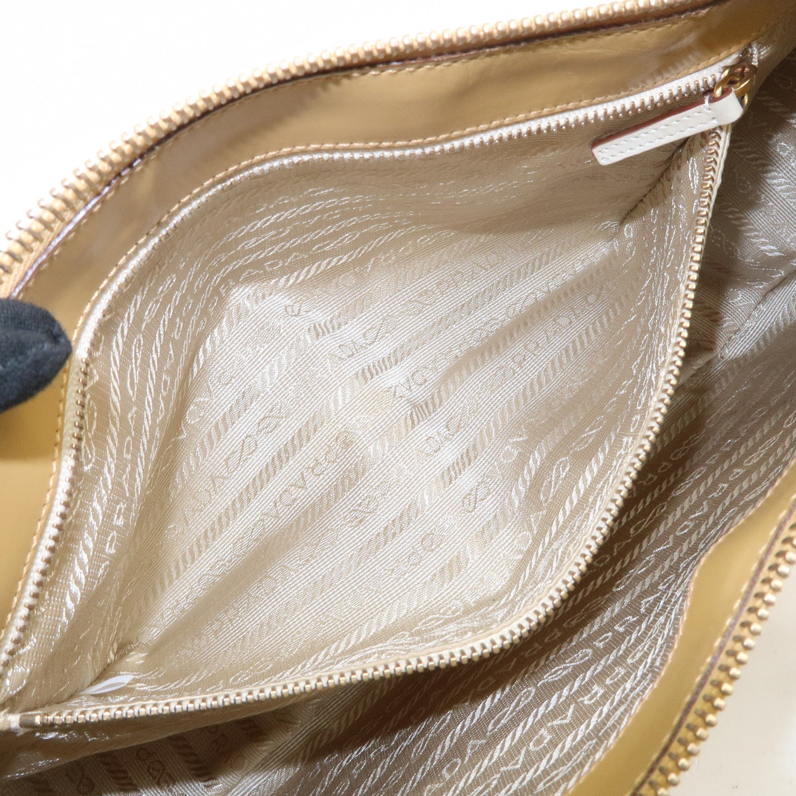 PRADA Leather Shoulder Bag Hand Bag Light Brown
