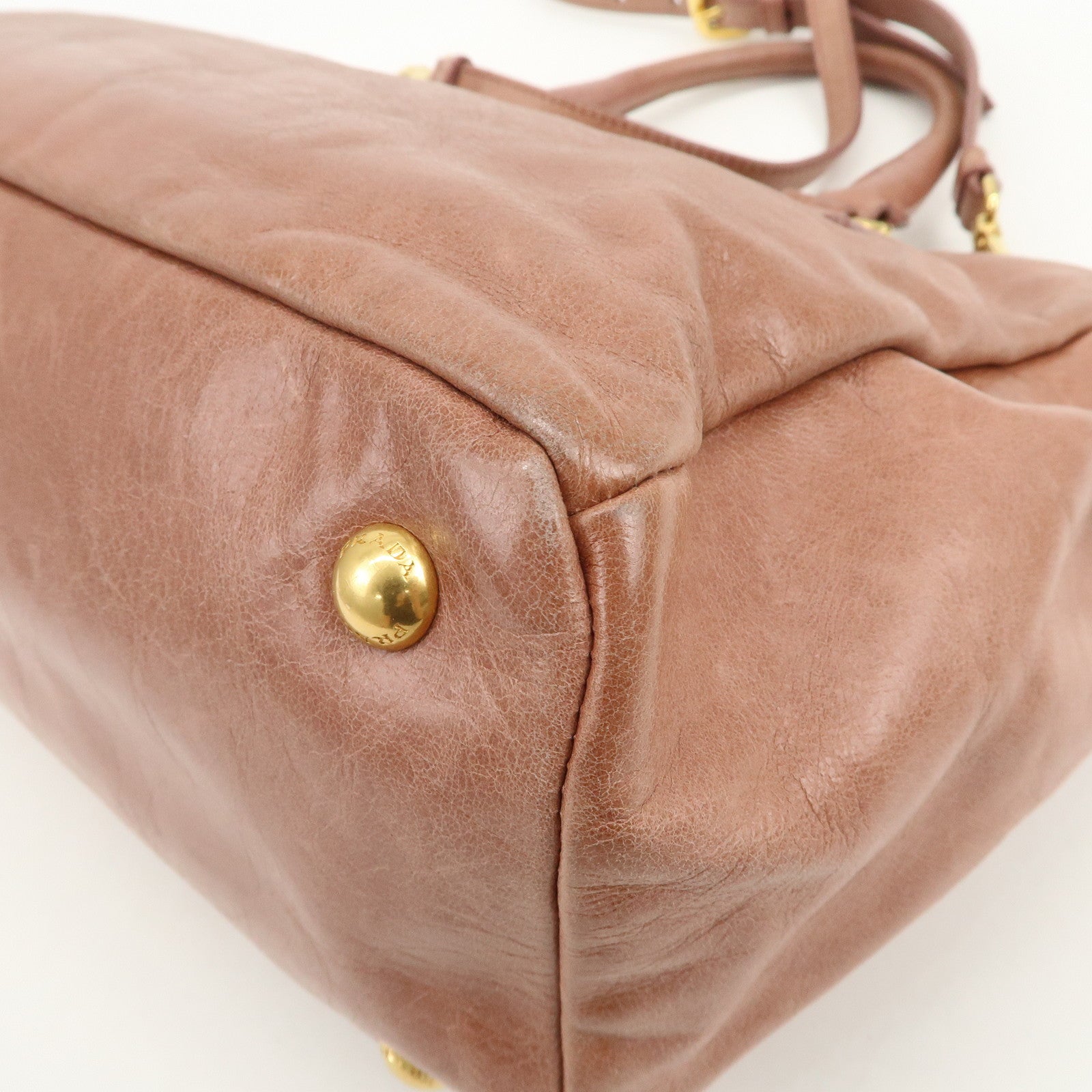 PRADA Triangle Logo Leather 2Way Shoulder Bag Hand Bag Pink BN1921