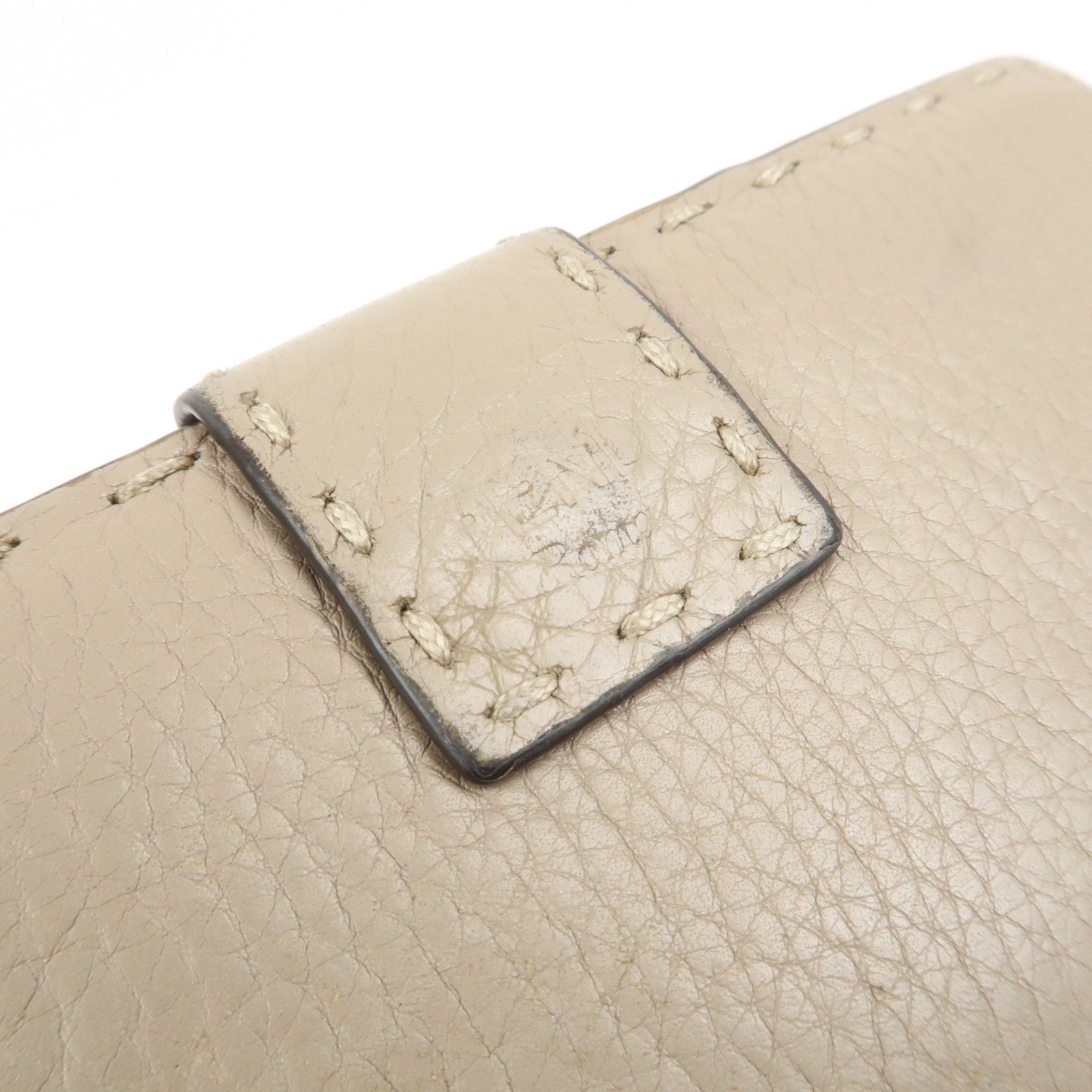 FENDI Seleria Leather Peekaboo Long Wallet Beige 8M0308
