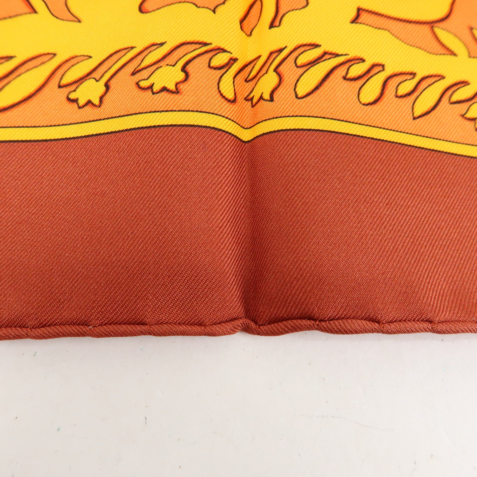 HERMES Carre 90 Silk 100% Scarf EARLY AMERICA Orange Brown