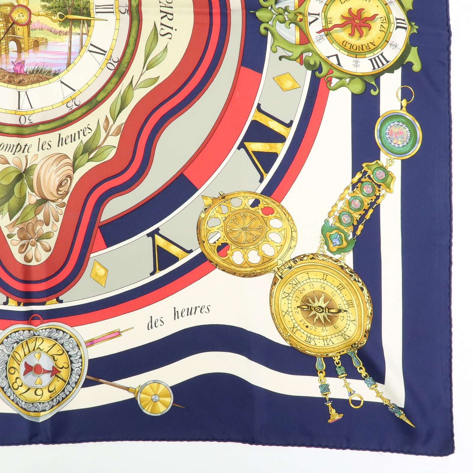 HERMES Carre90 Silk100% Scarf Parmi Les Fleurs Je Compte Les Heures