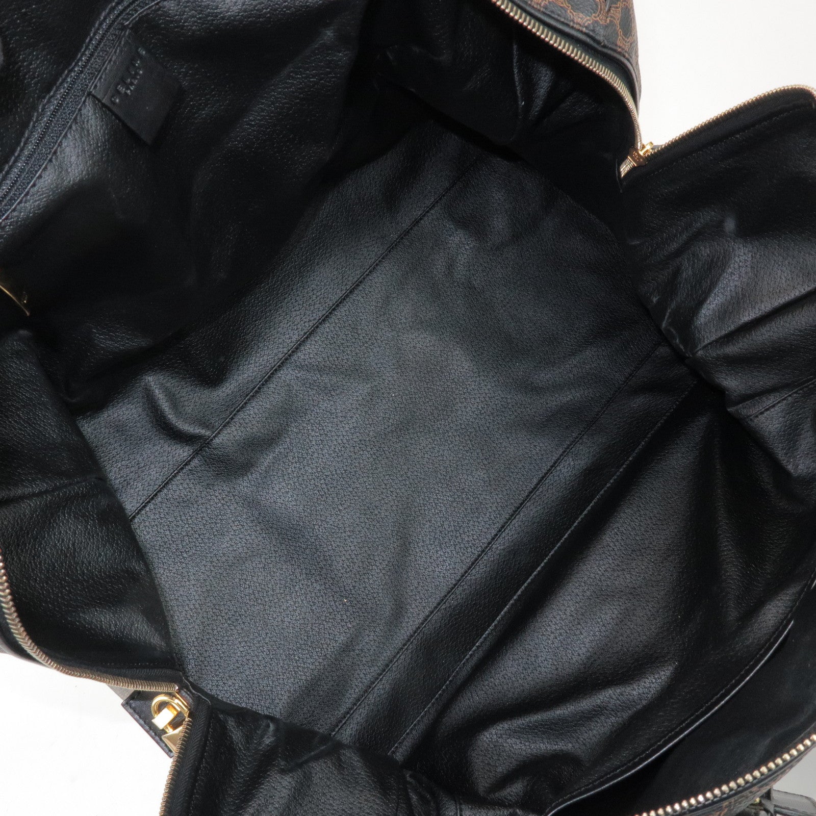 CELINE Macadam PVC Leather Boston Bag Hand Bag Black Brown