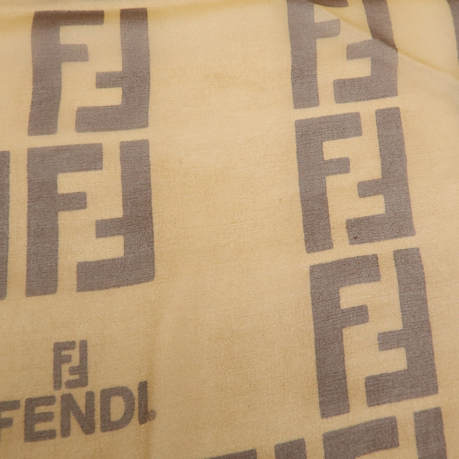 FENDI Zucca Logo Silk 100% Scarf Brown