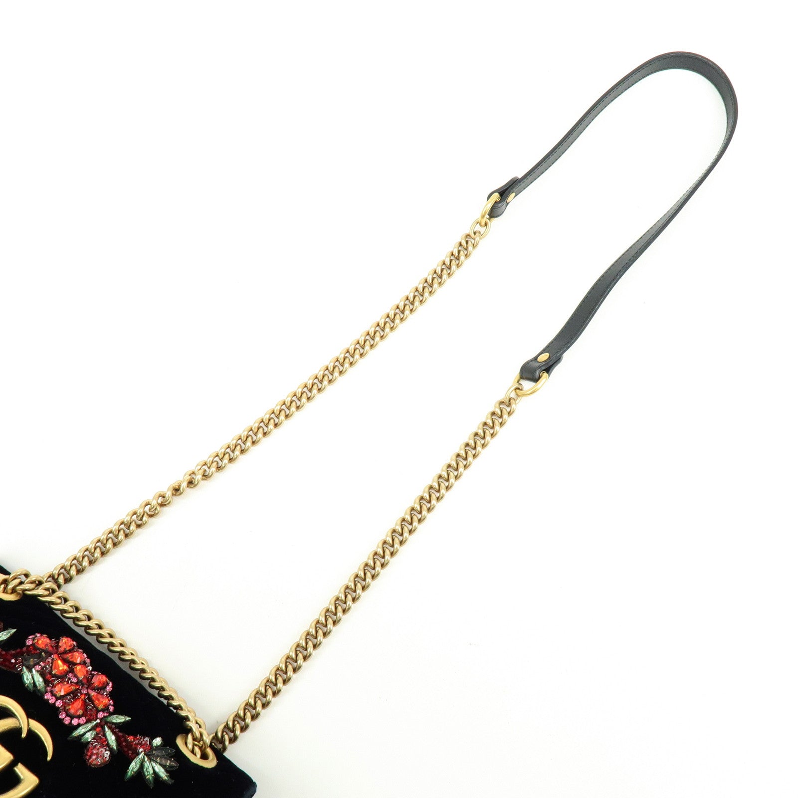 GUCCI GG Marmont Small Velvet Chain Shoulder Bag Black 446744