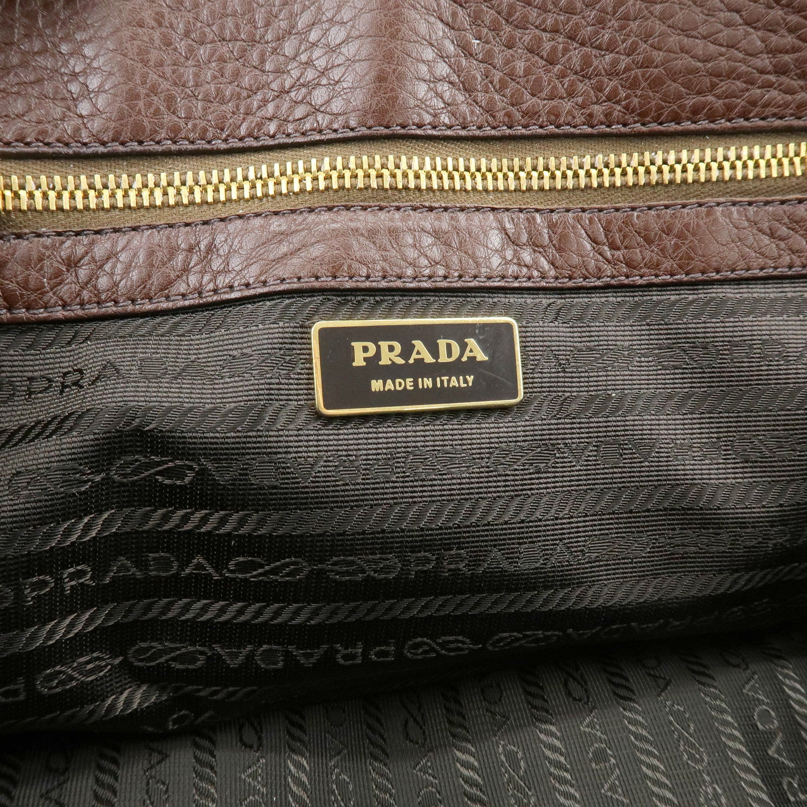 PRADA Vitello Daino Leather Hand Bag Shoulder Bag Brown BR3207