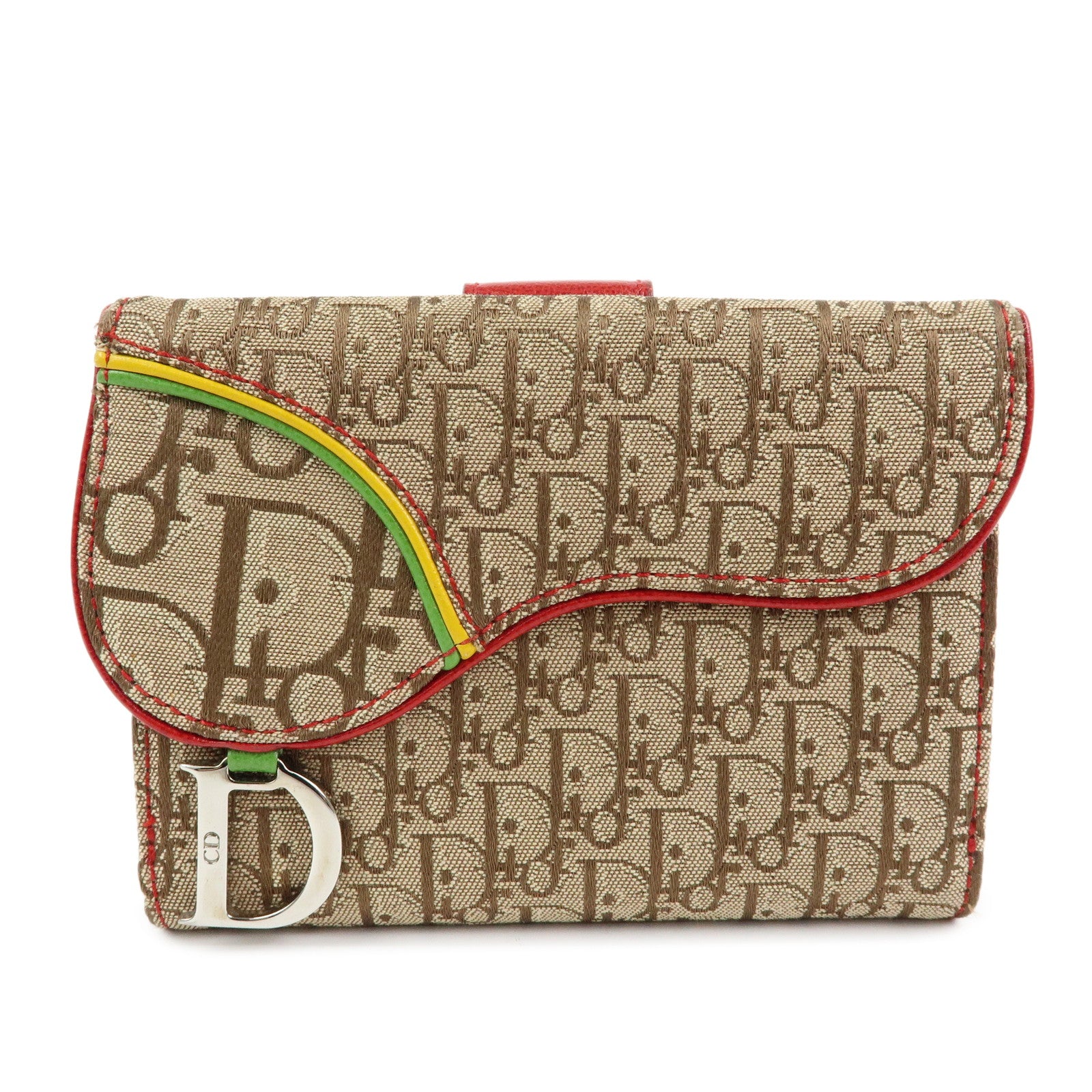 Christian Dior Rasta Trotter Saddle Jacquard Canvas Compact Wallet