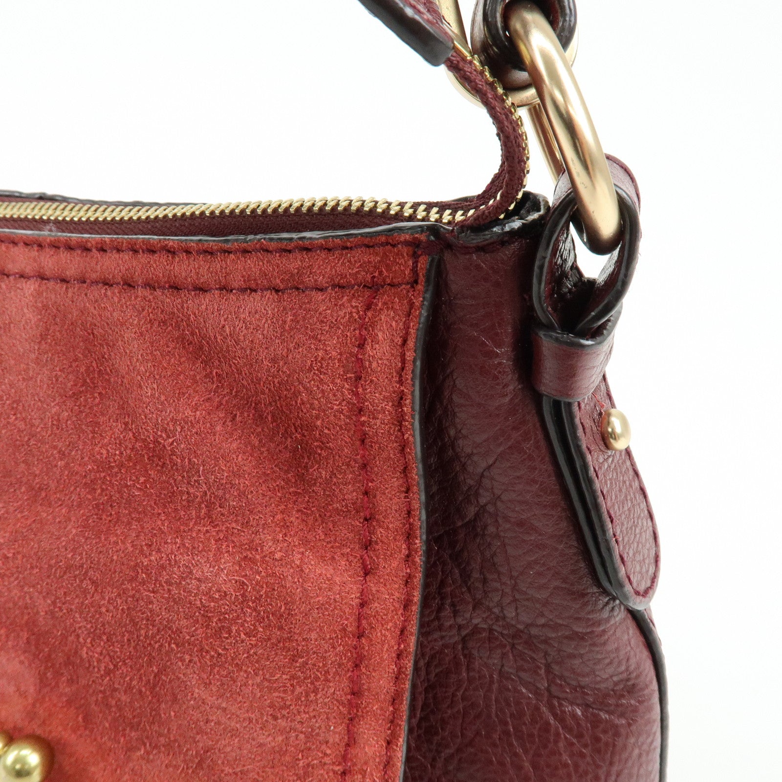 Chloe See By Chloe Joan Suede Leather 2Way Shoulder Bag Bordeaux