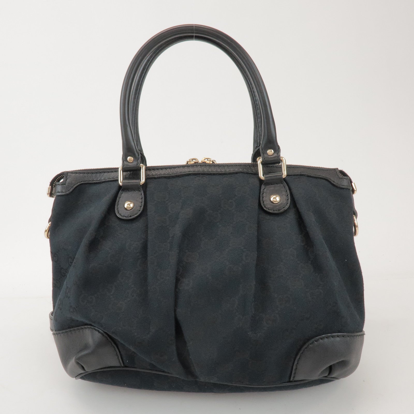 GUCCI Sukey Interlocking G GG Canvas Leather 2Way Bag Black 247902