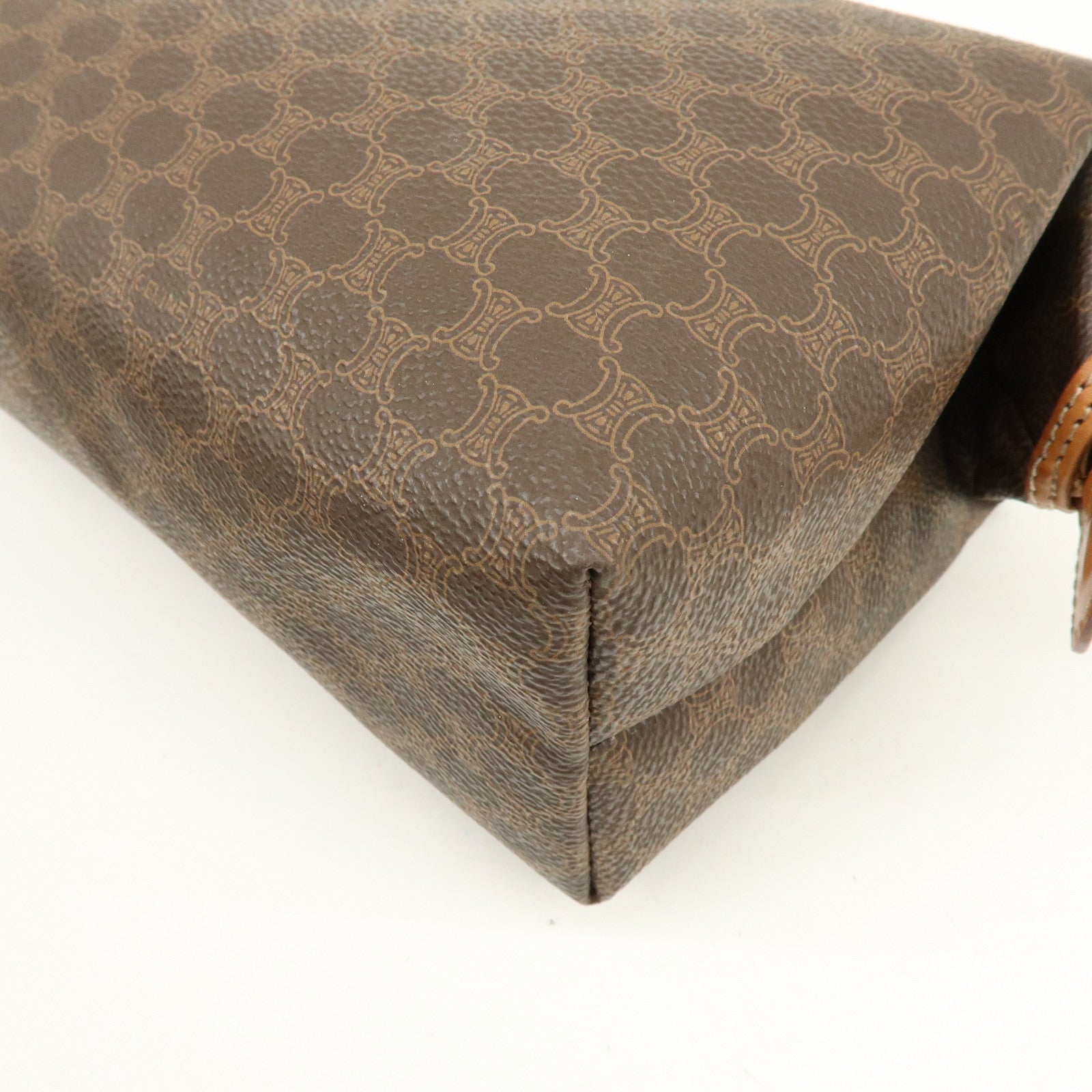 CELINE Macadam PVC Leather Pouch Cosmetic Pouch Brown