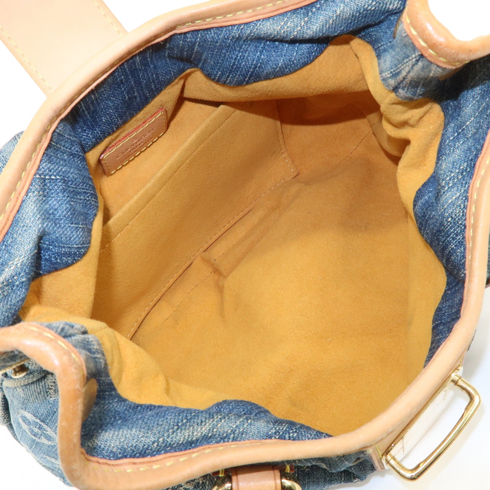 Louis Vuitton Monogram Denim Pleaty Hand Bag Blue M95020 Used