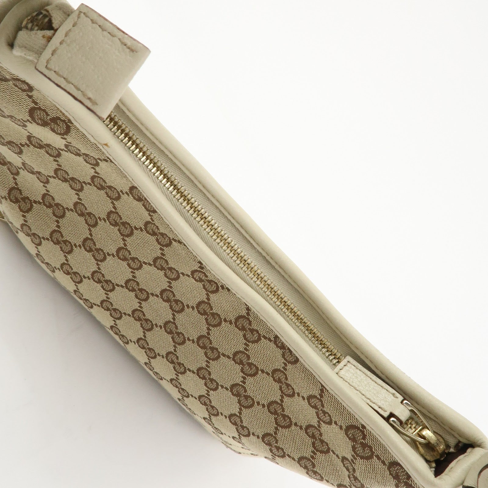 GUCCI Abbey GG Canvas Leather Shoulder Bag Brown Ivory 130738