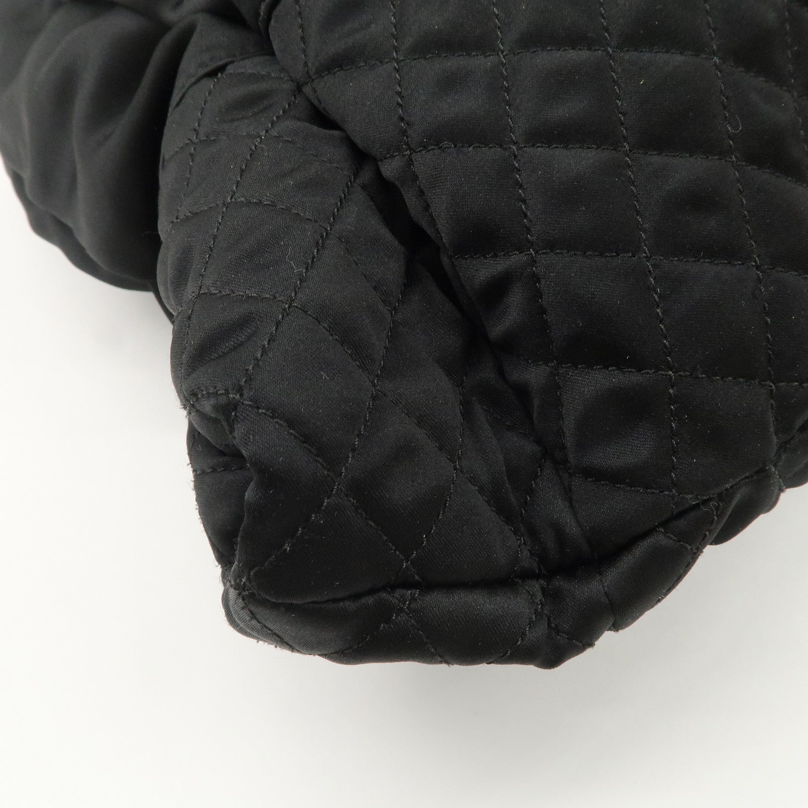 CHANEL Melrose Cabas Cotton Jersey Shoulder Bag Black Used