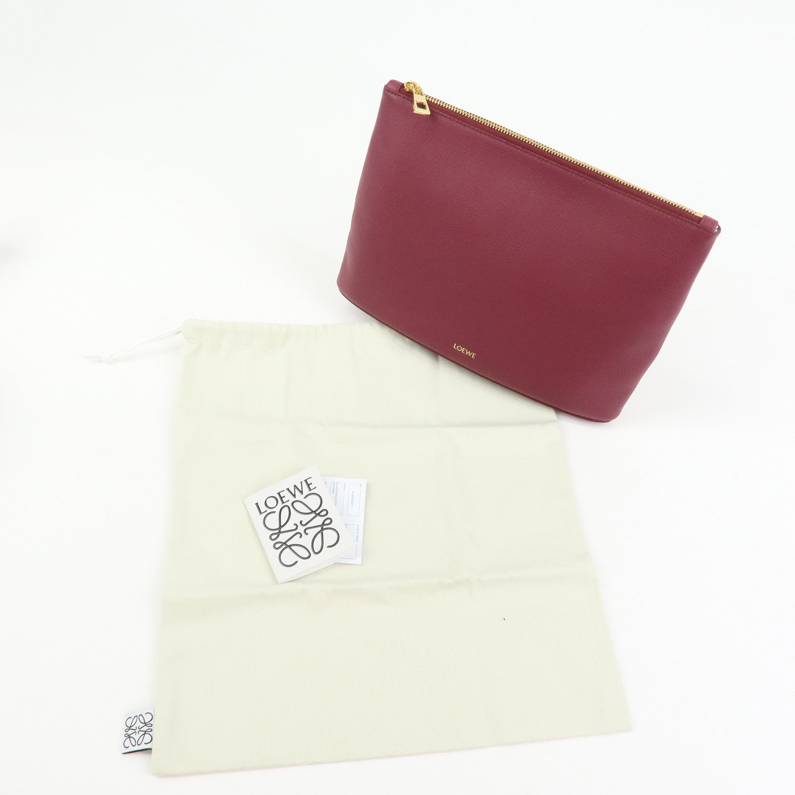 LOEWE Nappa Leather Clutch Bag Pouch Purple