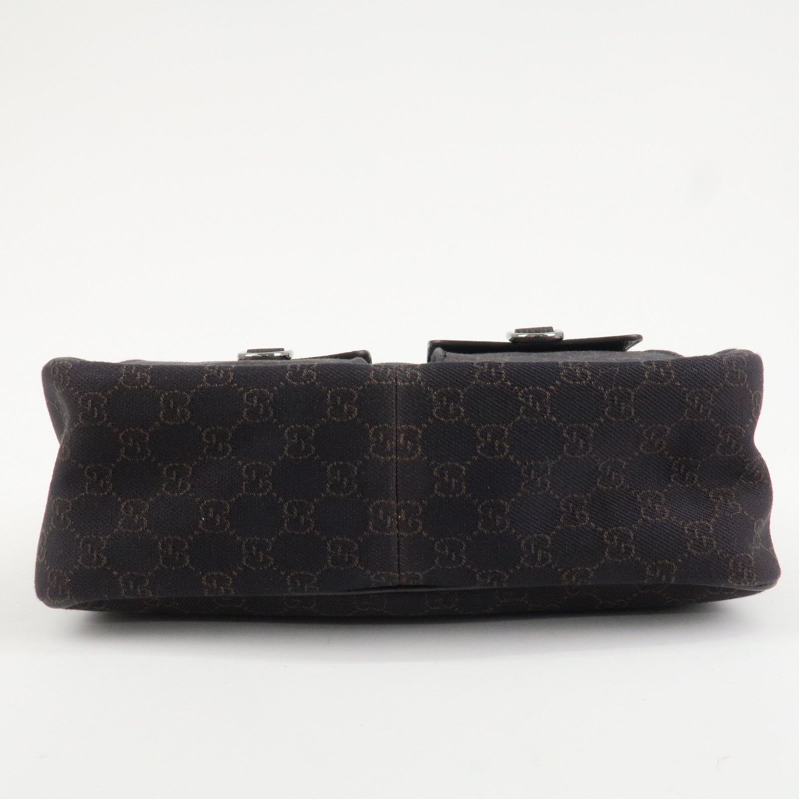 GUCCI Abbey Leather Canvas Shoulder Bag Hand Bag Dark Brown 293581 Used