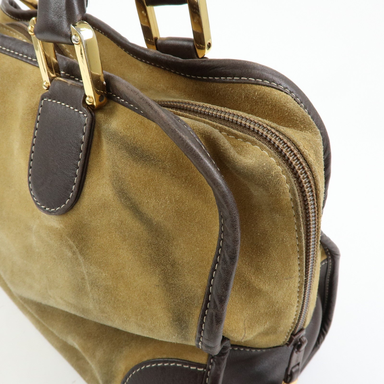 LOEWE Anagram Suede Leather Amazona 32 Hand Bag Boston Bag Brown