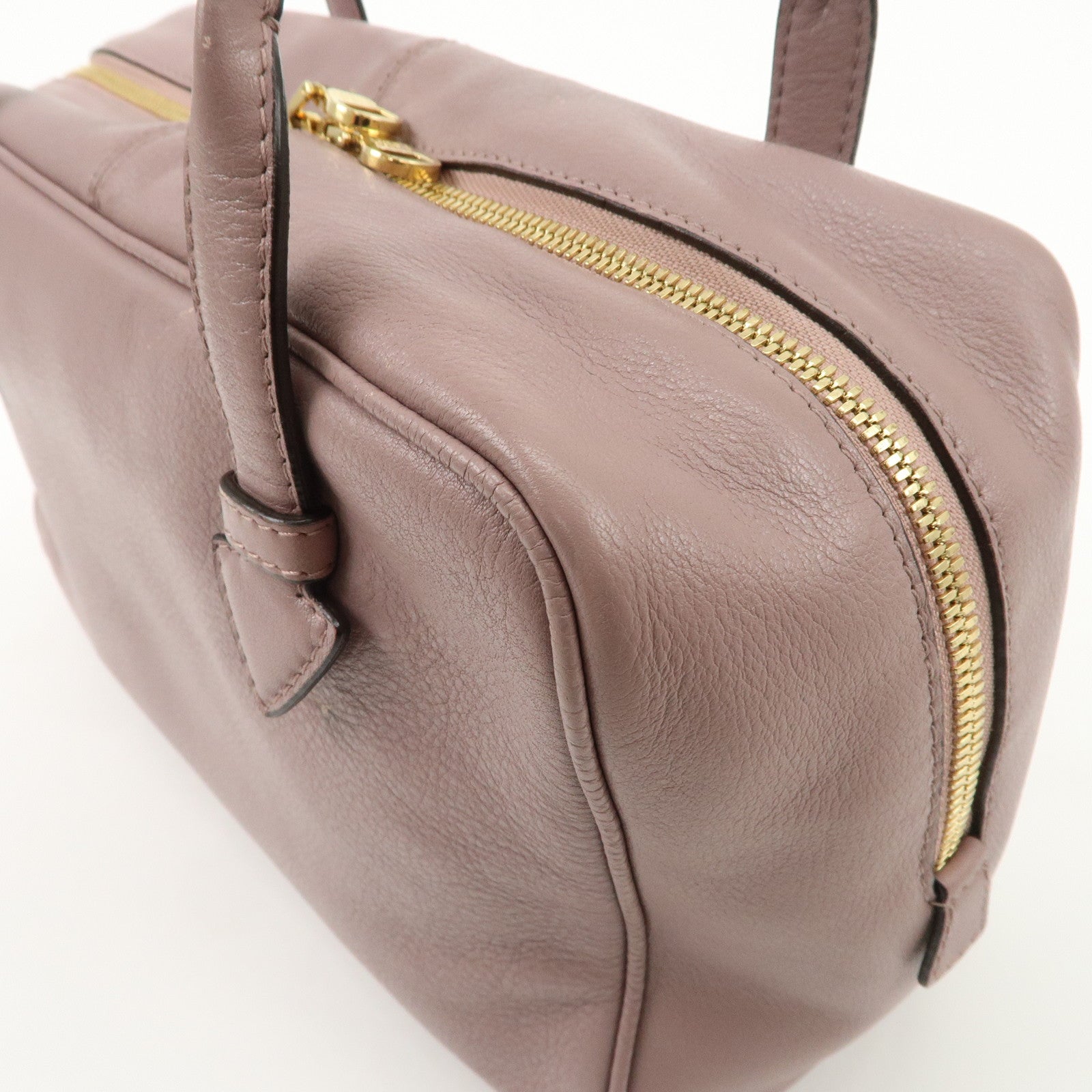 LOEWE Heritage Leather Mini Boston Bag Hand Bag Lavender Used