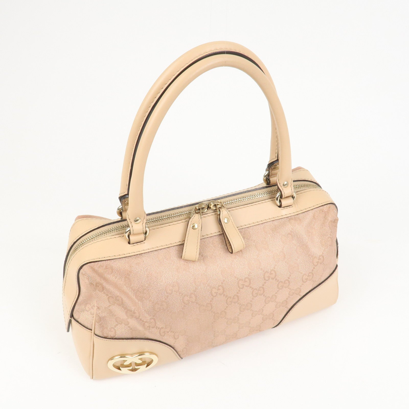 GUCCI Lovely Heart GG Monogram Canvas Mini Boston Bag 257067