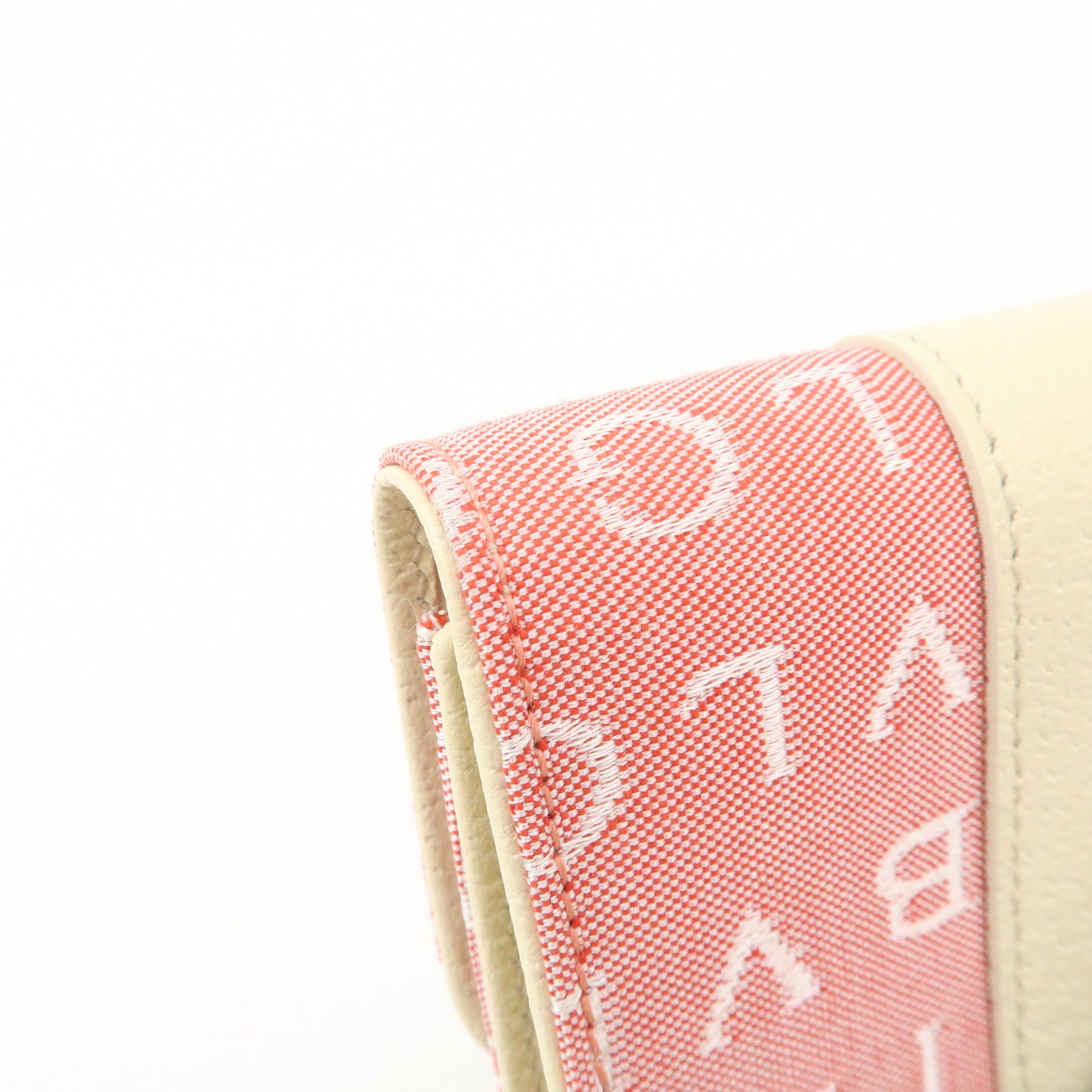 BVLGARI Logo Maniac Canvas Leather 6 Key Case Coin Case Pink White Used