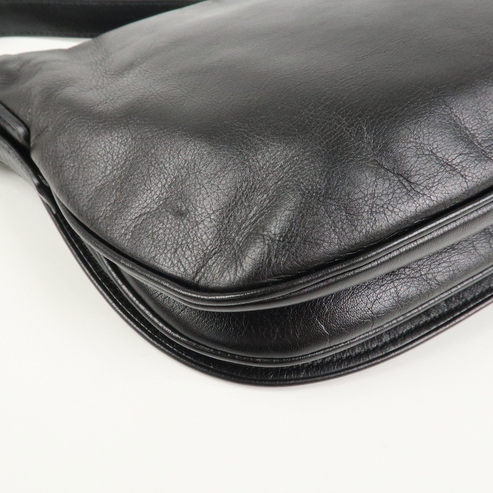 GUCCI Interlocking G Leather Shoulder Bag Hand Bag Black 161727