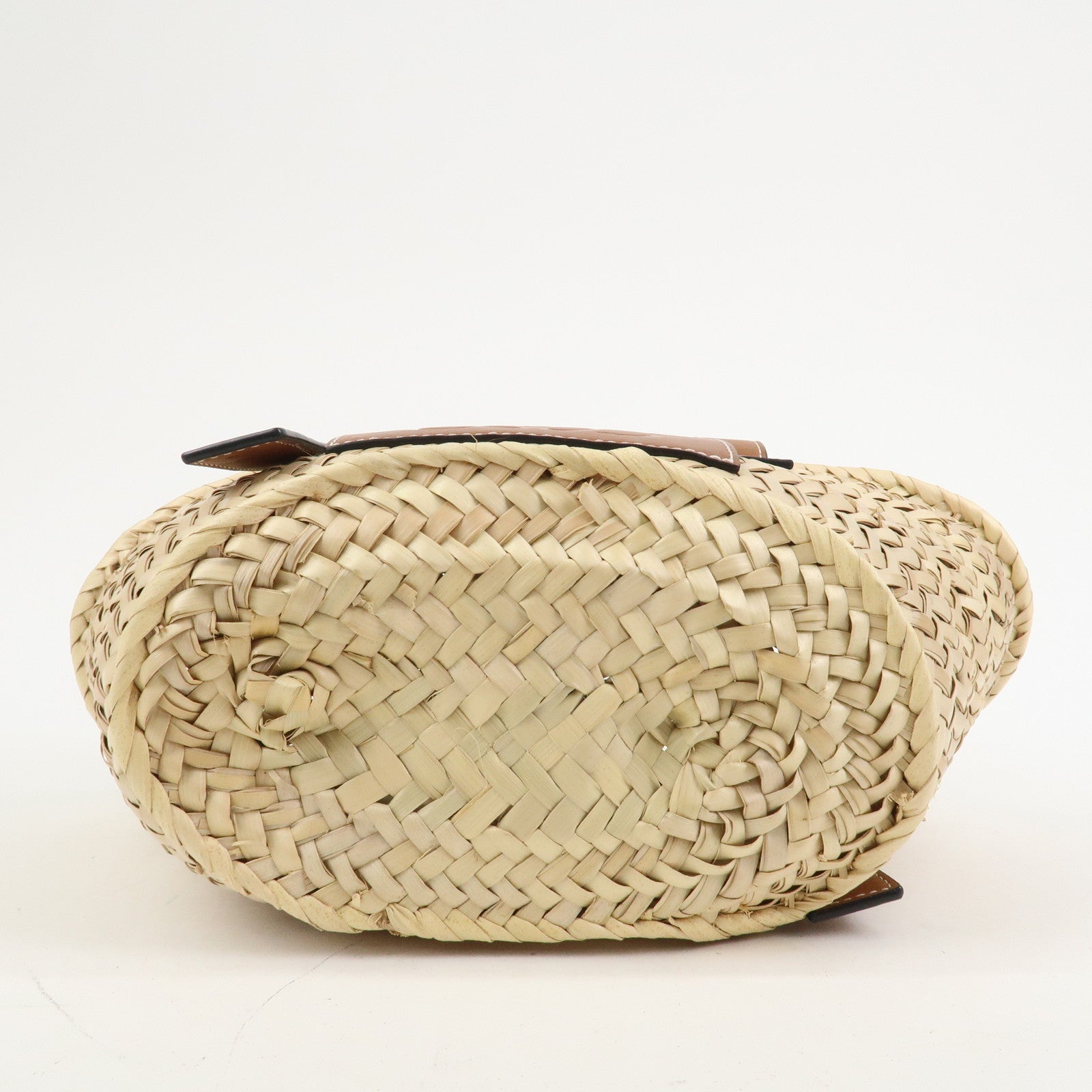 LOEWE Anagram Raffia Calf Leather Hand Bag Tote Bag Natural Tan