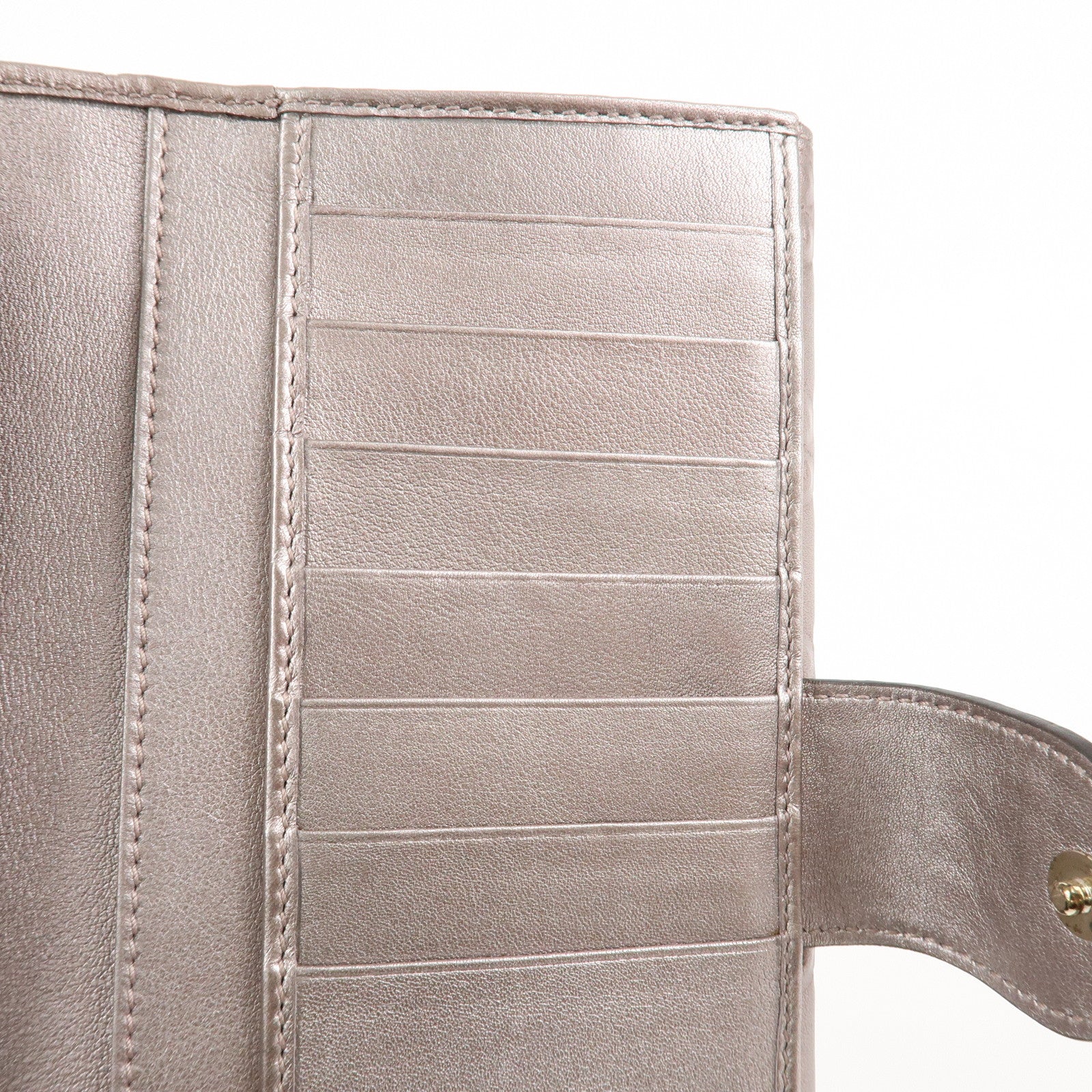 GUCCI Guccissima Leather Heart W Hook Bi-fold Wallet Pink 203550 Used