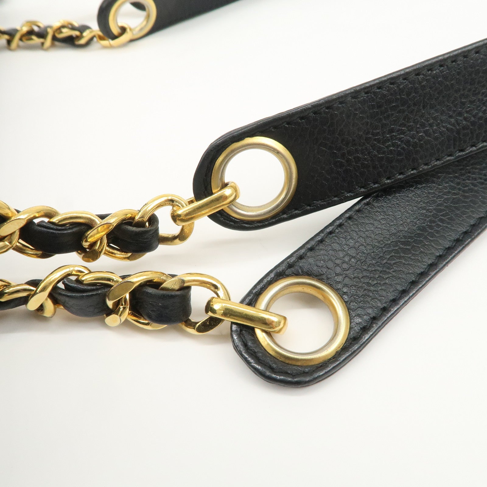 CHANEL Triple COCO Mark Caviarskin Chain Shoulder Bag Black