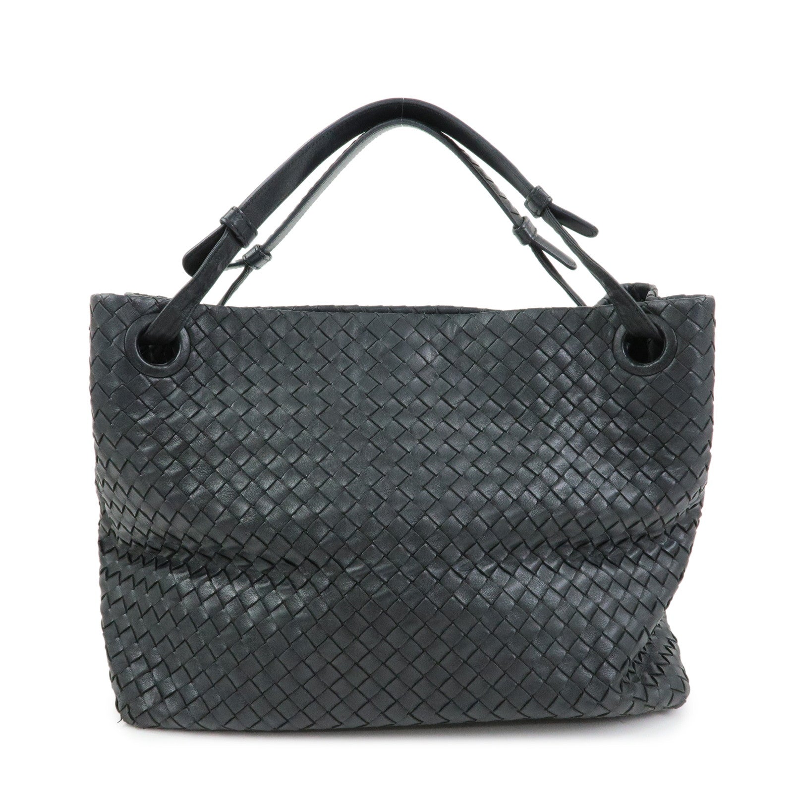 BOTTEGA VENETA Intrecciato Leather Garda Hand Bag Black 179320