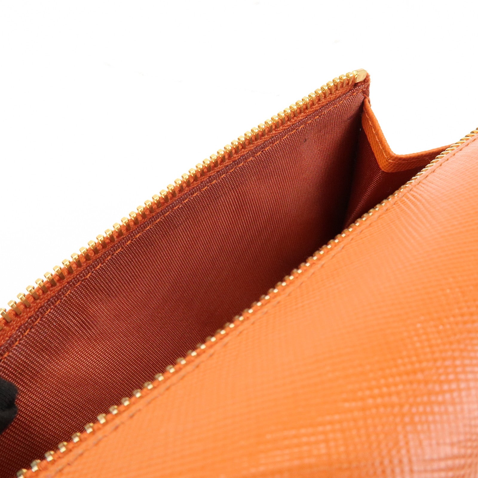 PRADA Saffiano Leather Ribbon Flap Long Wallet Orange 1M1132