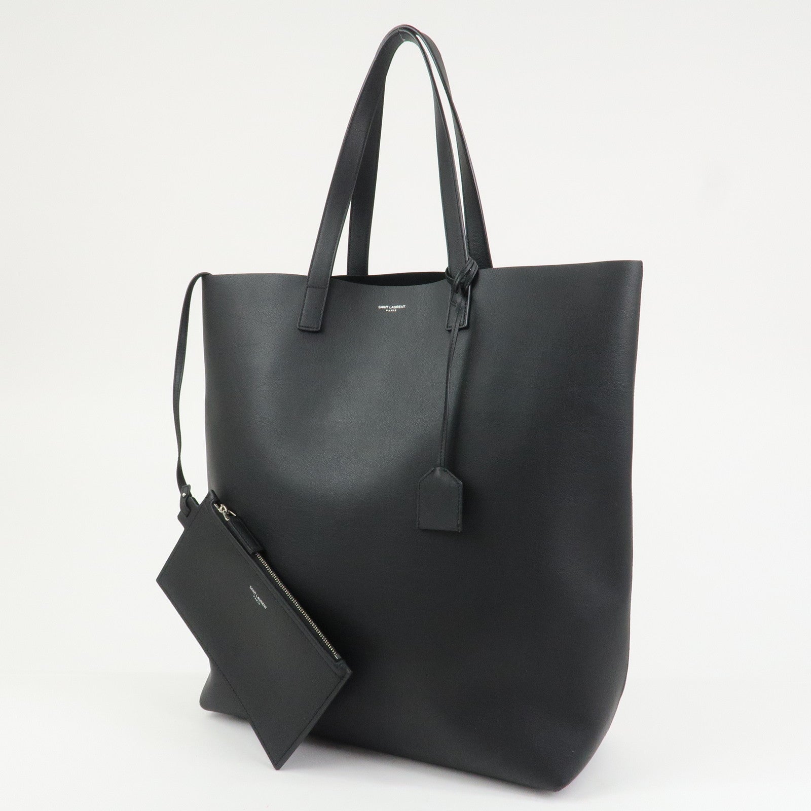 Saint Laurent Leather Tote Bag Shoulder Bag Black