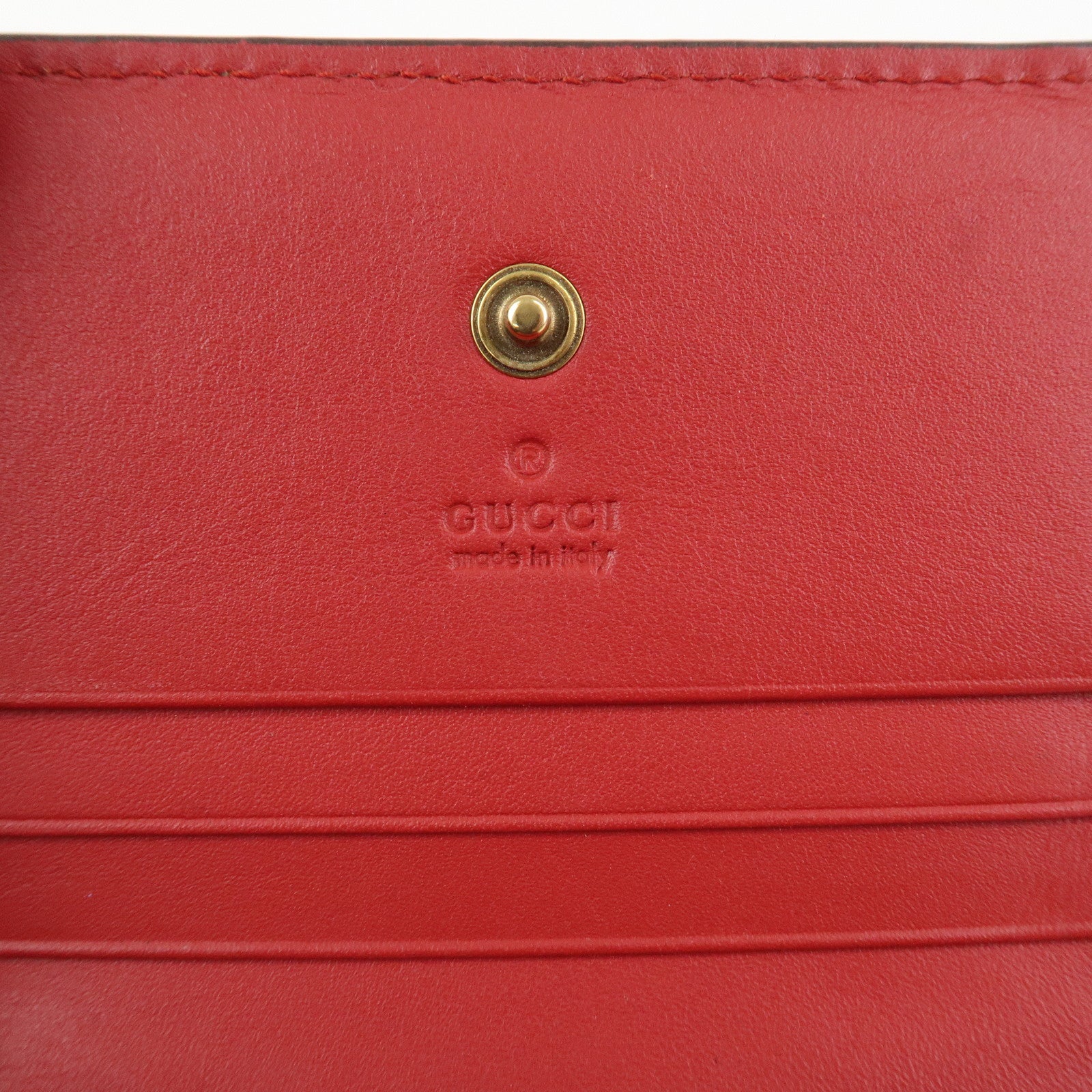 GUCCI Interlocking G GG Supreme Cherry Compact Wallet Beige 476050 Used