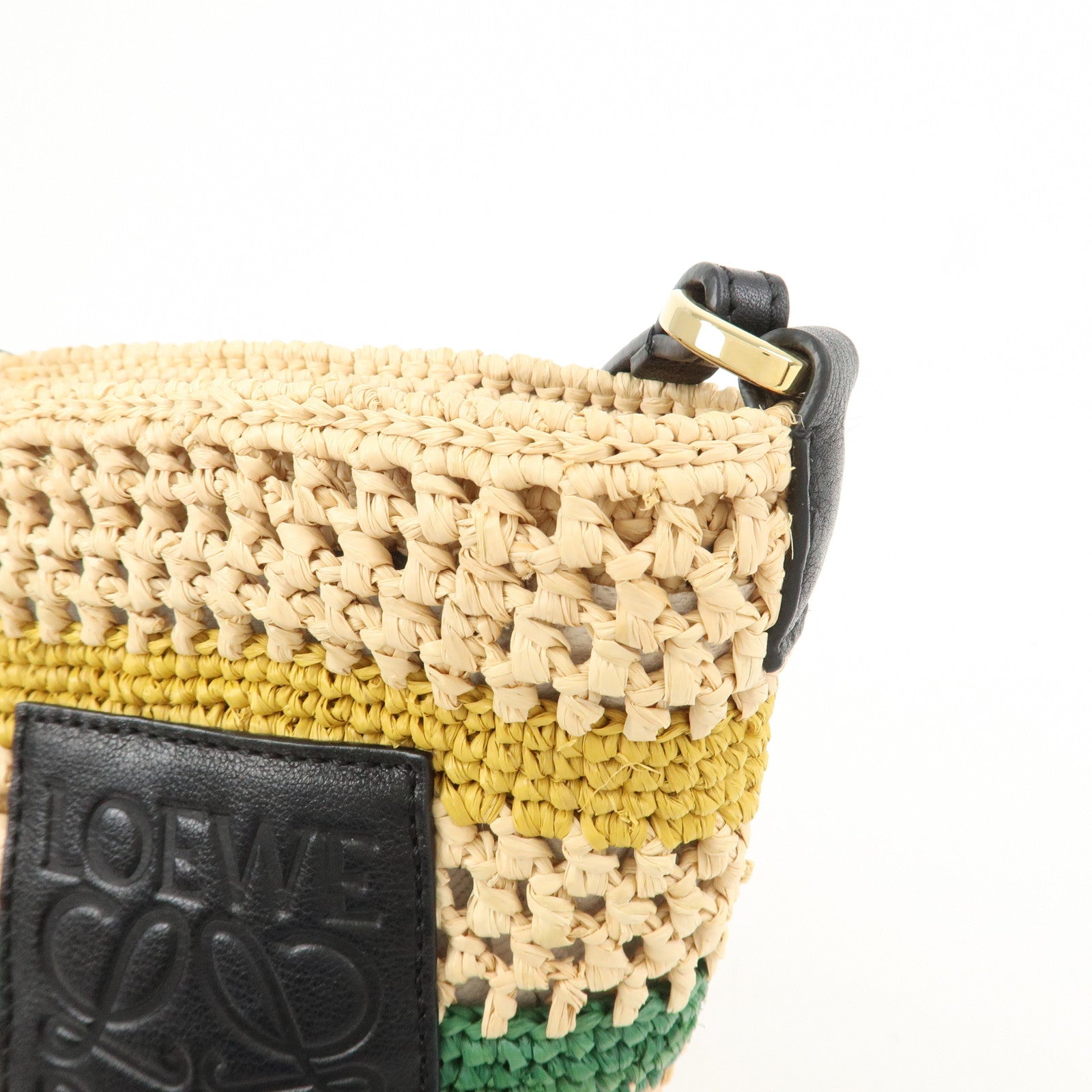 LOEWE Raffia Leather Pochette Bag Shoulder Bag Natural