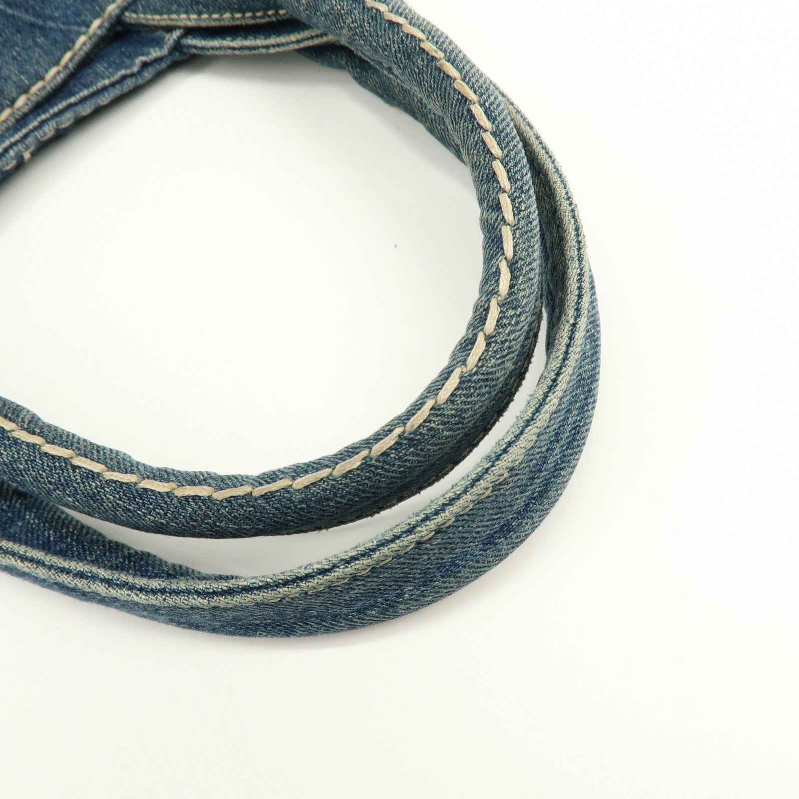 PRADA Logo Canapa Canvas Denim Large Tote Hand Bag Blue BN1872