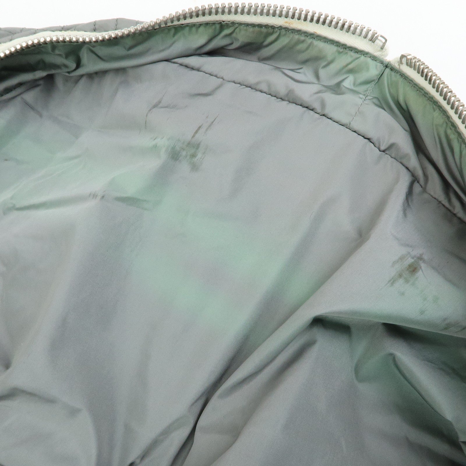 PRADA Sports Nylon Leather Boston Bag Hand Bag Gray Irvory