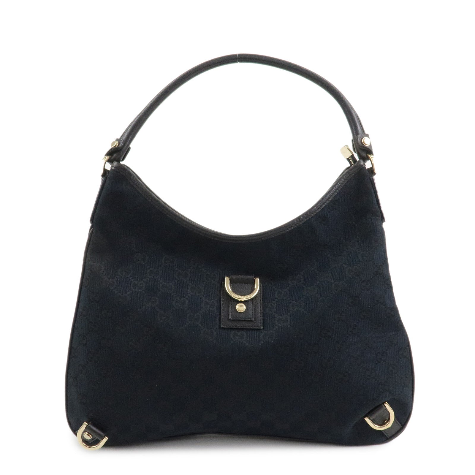 GUCCI Abbey GG Canvas Leather Shoulder Bag Hand Bag Black 130737