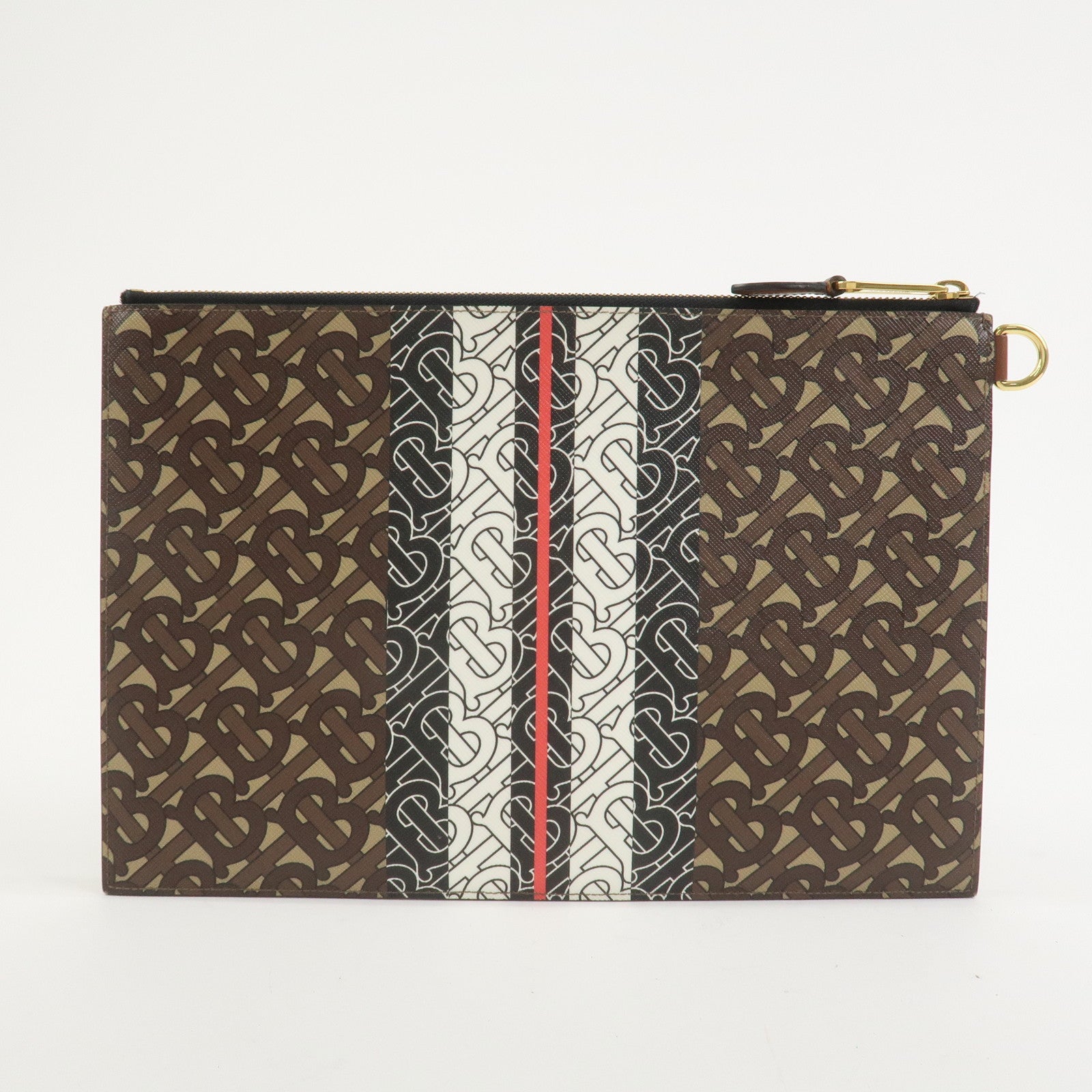 BURBERRY Monogram E Canvas Clutch Bag Pouch Brown