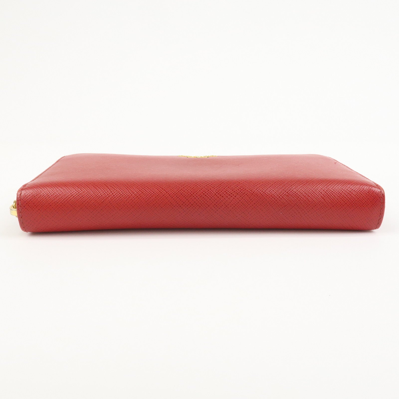 PRADA Logo Saffiano Leather Round Zippy Long Wallet Red 1ML506