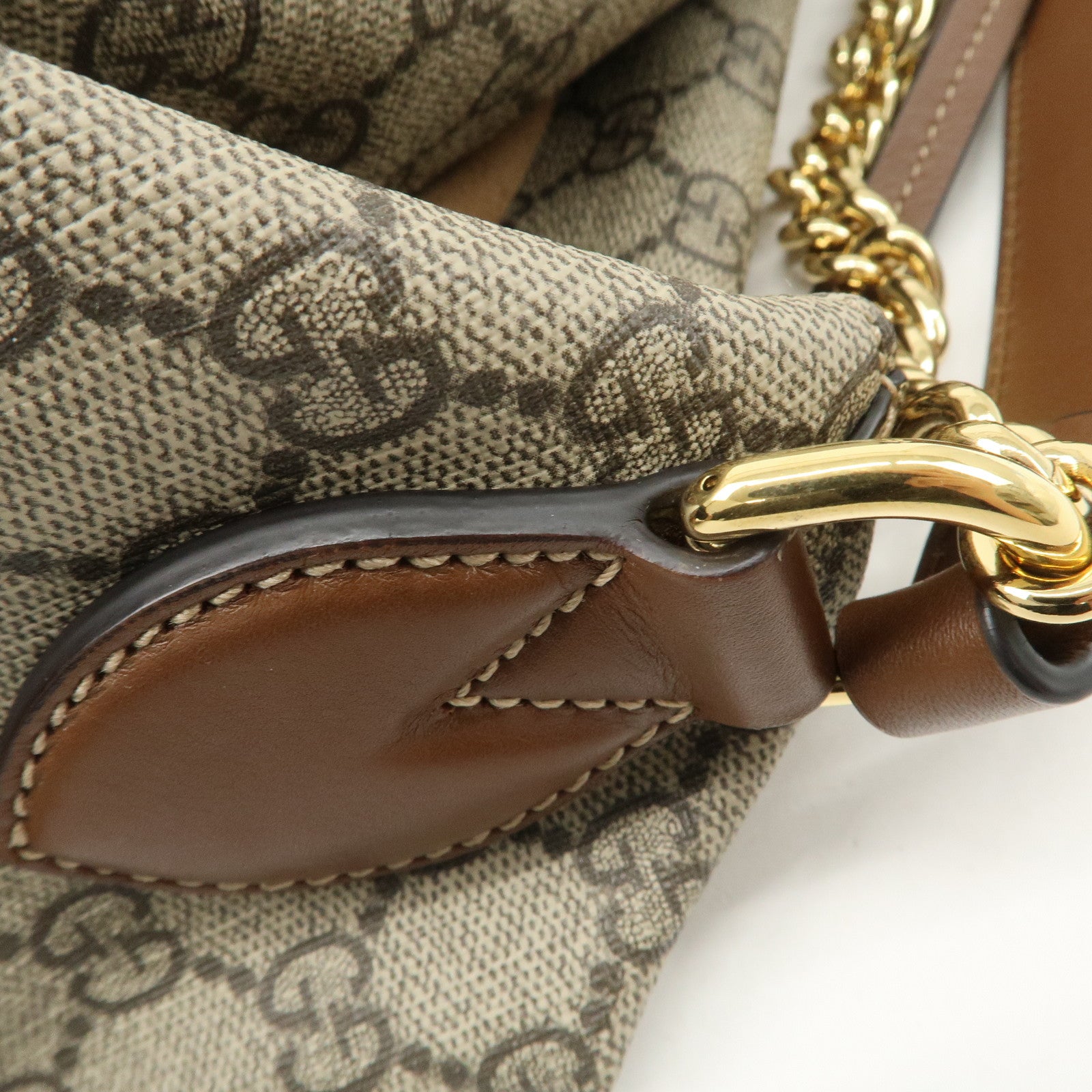 GUCCI GG Supreme Leather 2WAY Bag Shoulder Bag Beige Brown 477324 Used