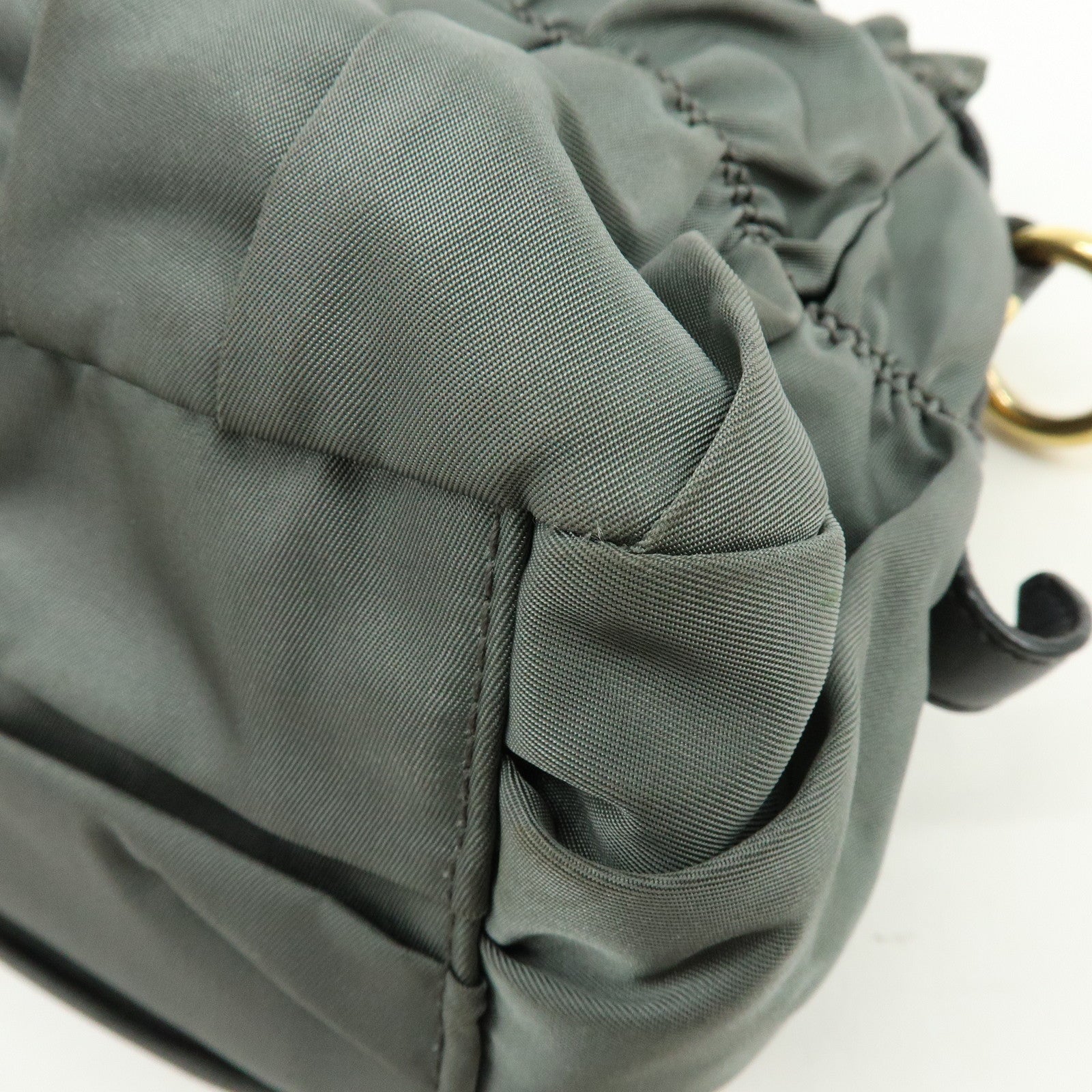 PRADA Nylon Leather 2Way Bag Hand Bag Shoulder Bag Gray BN1407