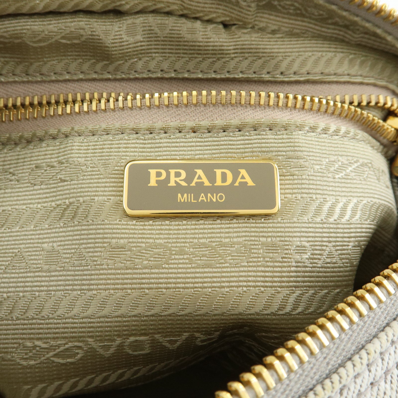 PRADA Triangle Logo Canvas Cosmetic Pouch Accessory Pouch Gray