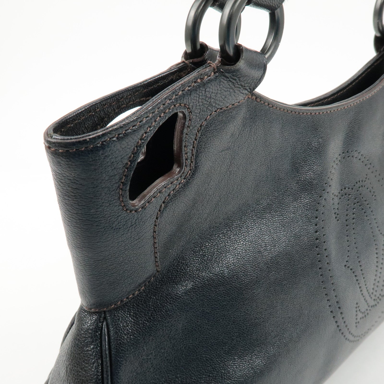 Cartier Must Line Leather Marcello Hand Bag Black Used