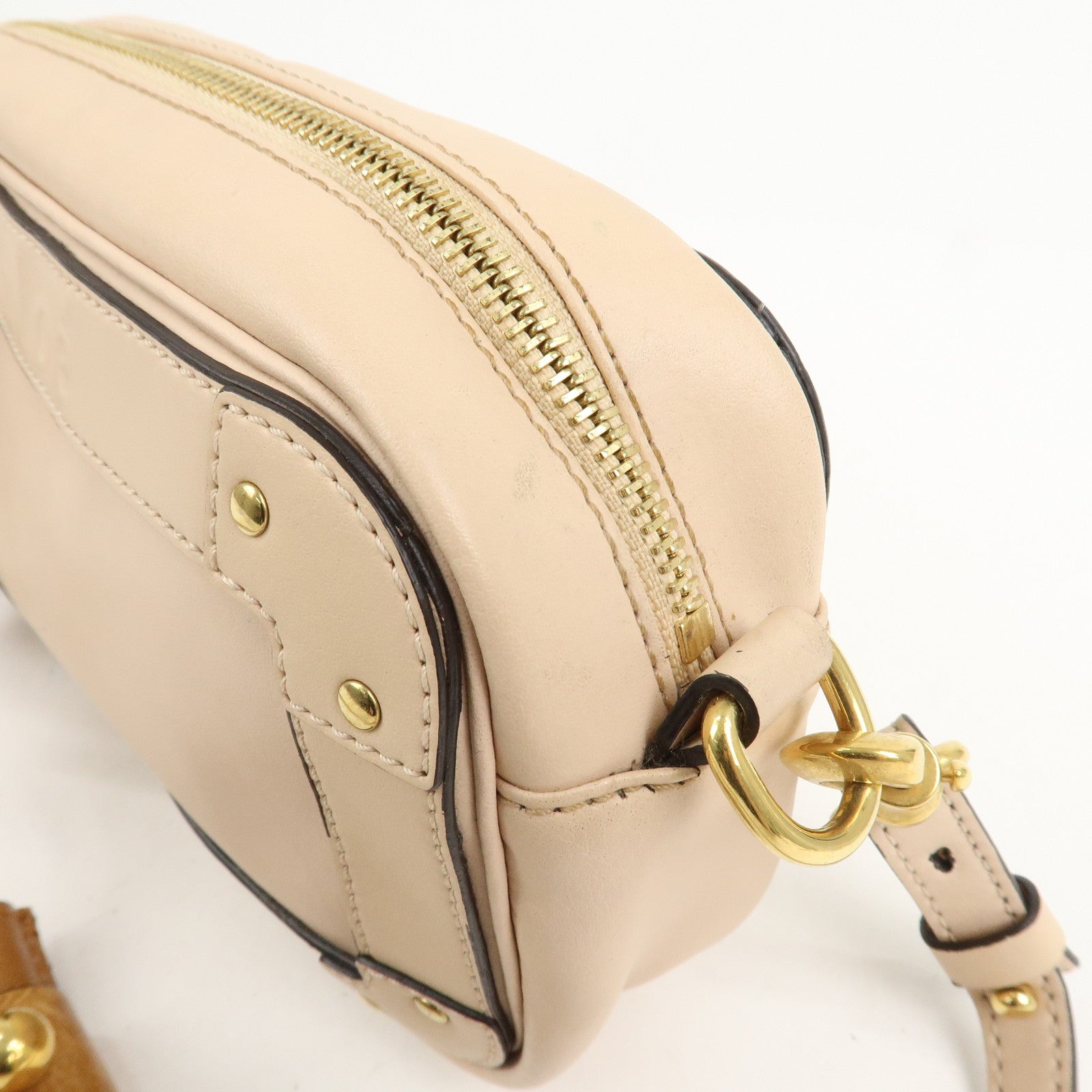 Chloe Eden Leather Tassel Shoulder Bag Pink Beige