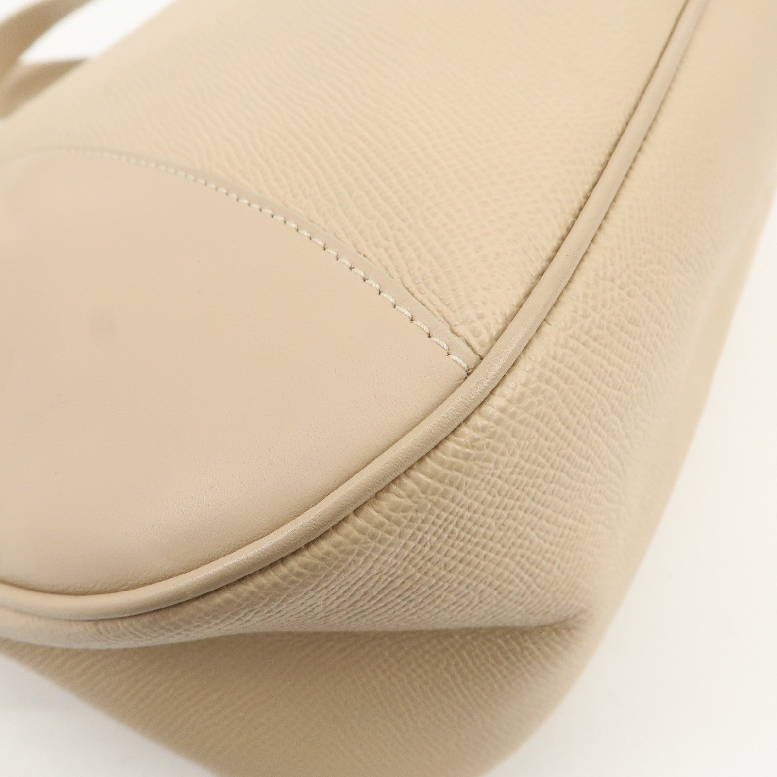 BVLGARI Logo Leather Hand Bag Shoulder Bag Beige