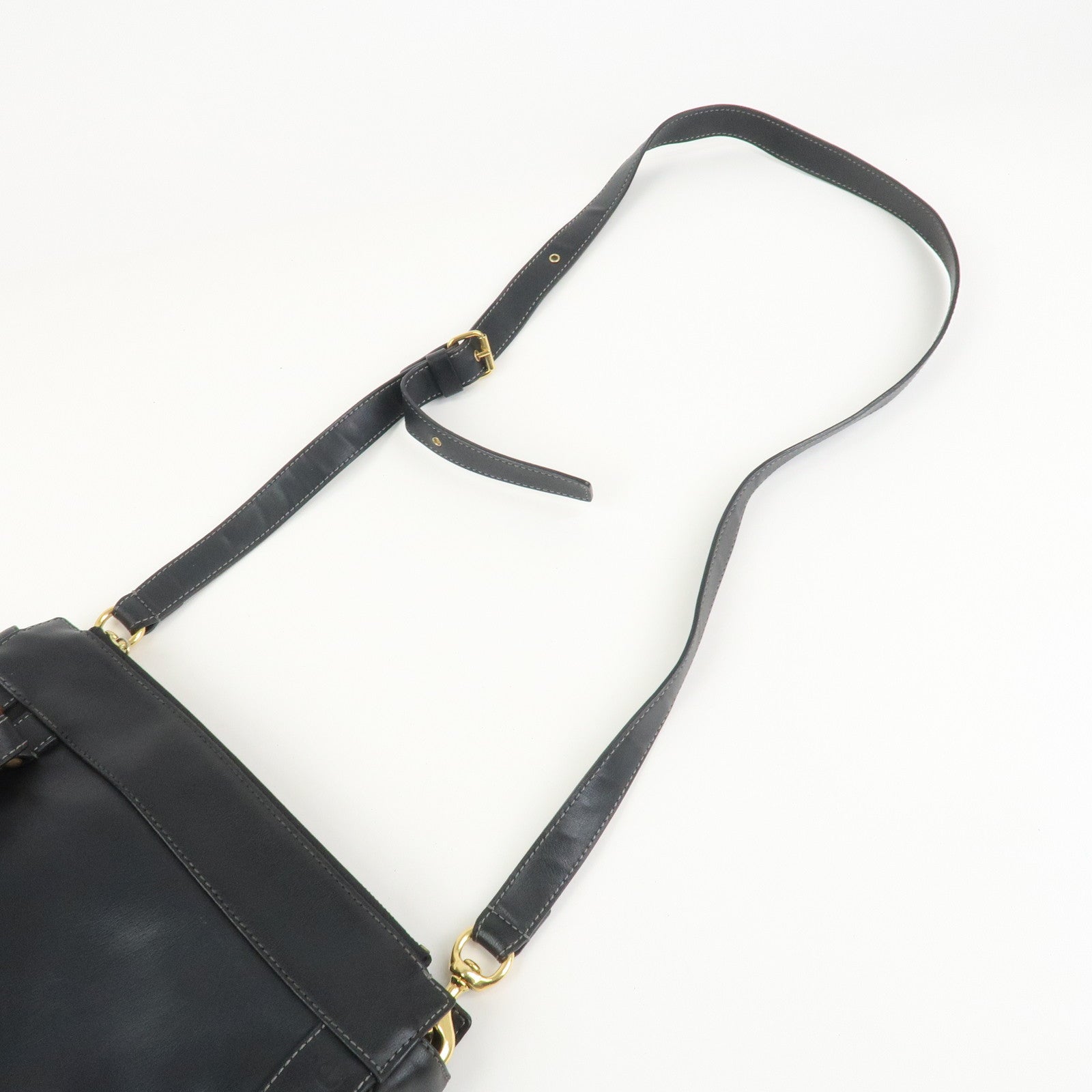 Chloe Eden Logo Leather Shoulder Bag Crossbody Bag Black Brown