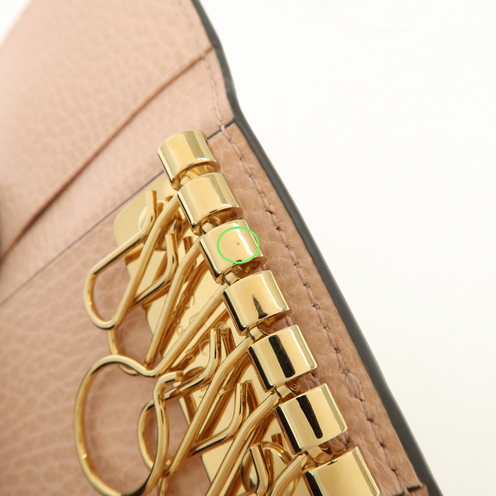 GUCCI GG Marmont Leather GG Supreme 6 Key Case Pink Beige 456118