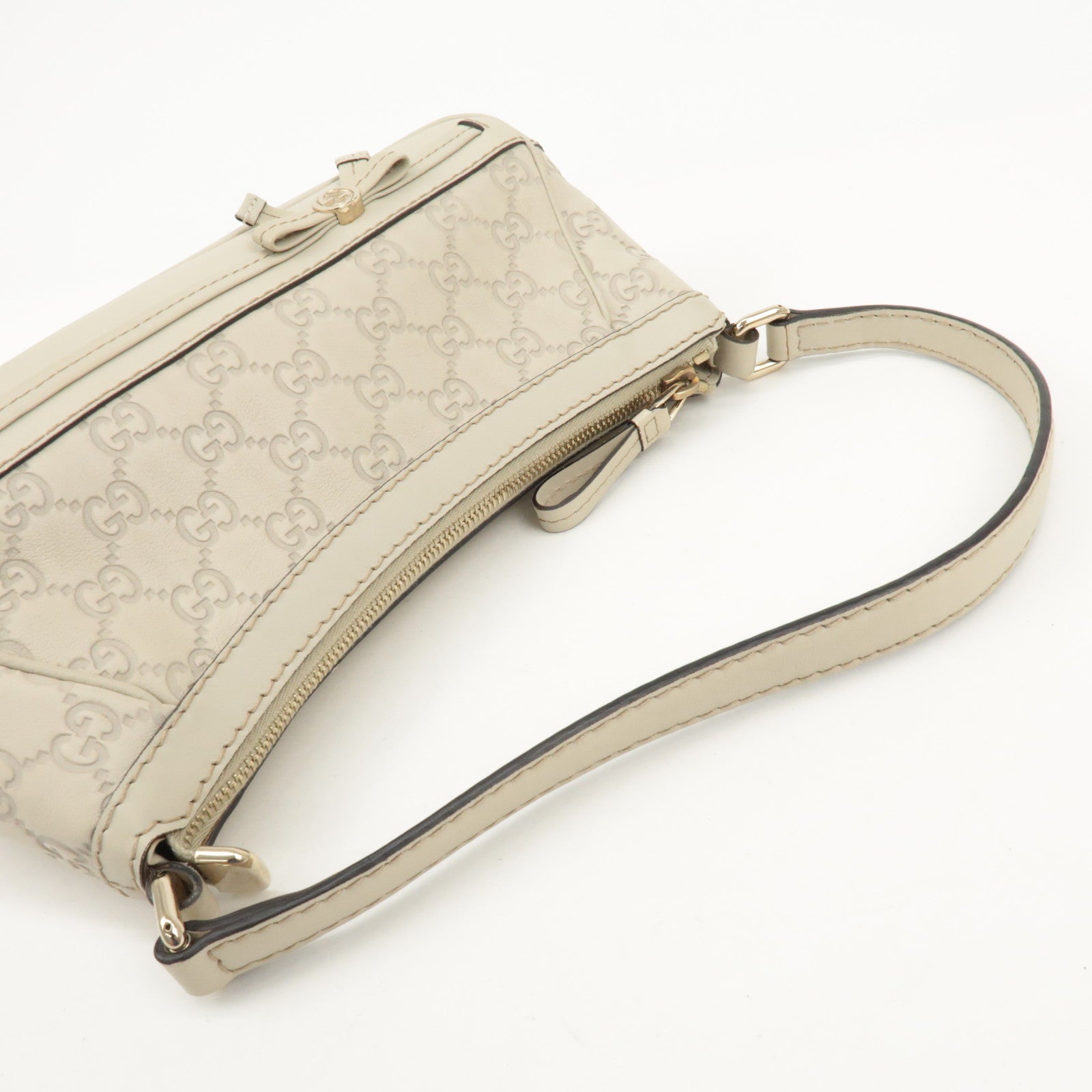 GUCCI Guccissima Mayfair Leather Shoulder Hand Bag Ivory 269893 Used