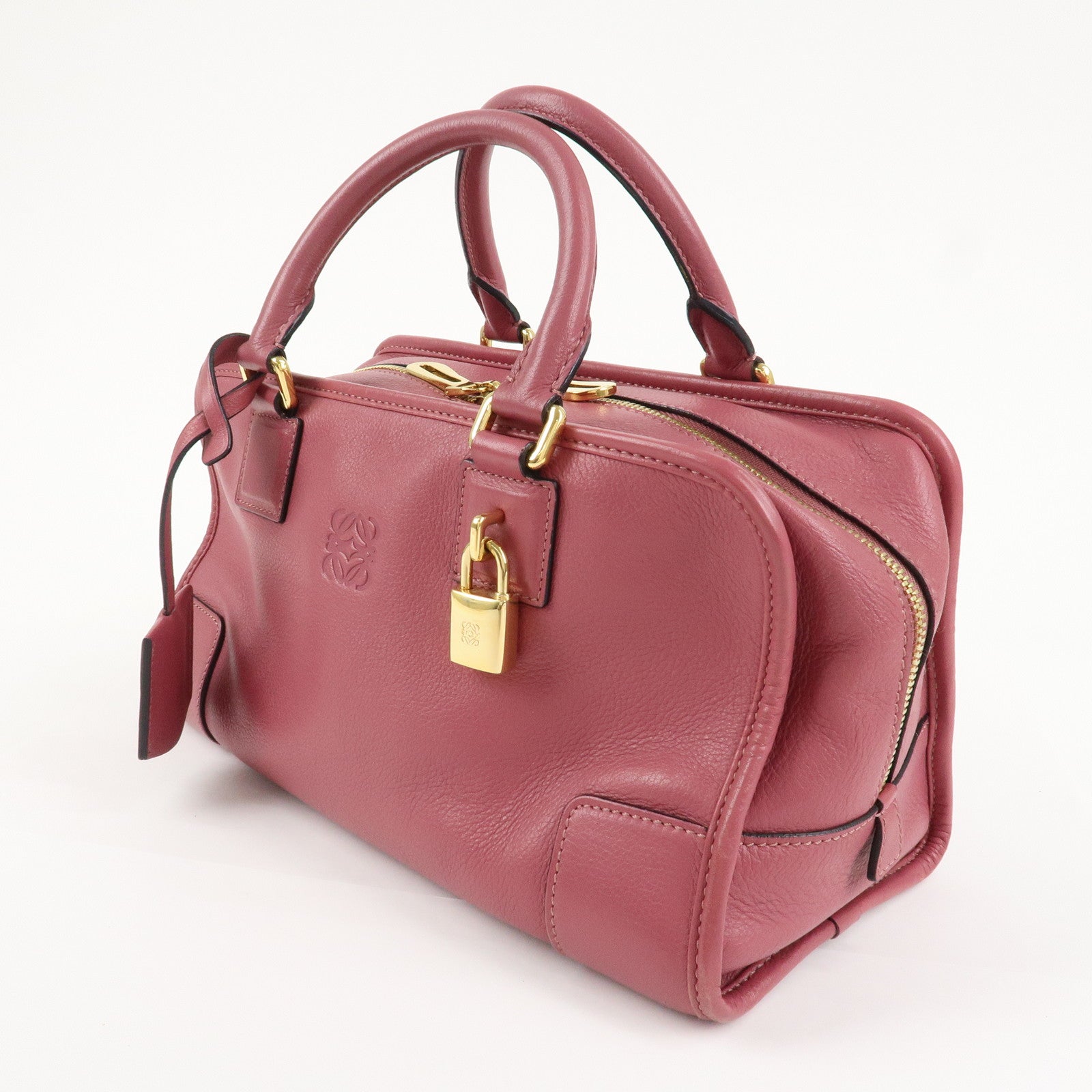 LOEWE Anagram Amazona 28 Leather Hand Bag Pink Used