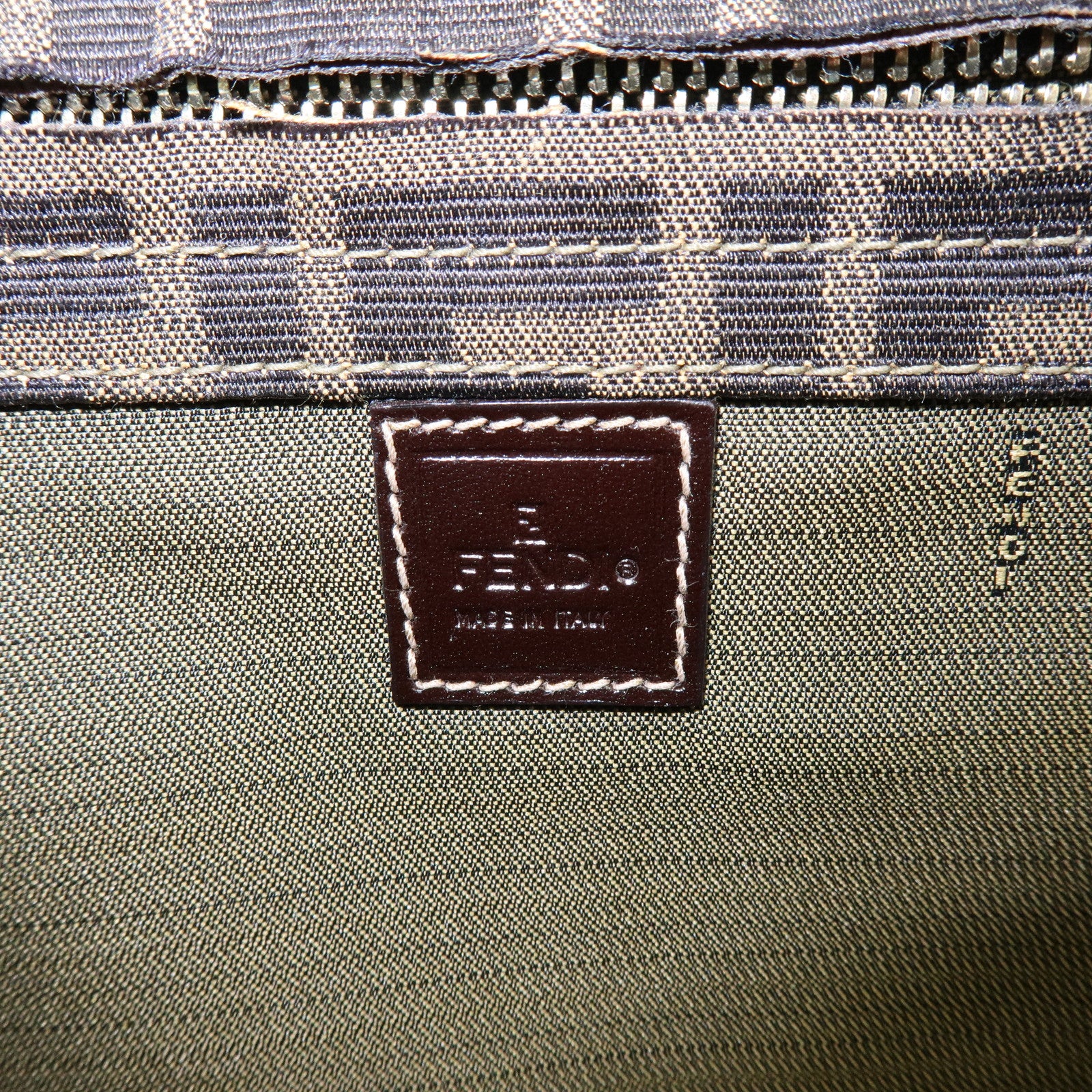 FENDI Zucca Canvas Leather Wrist Bag Clutch Bag Pouch Brown Black