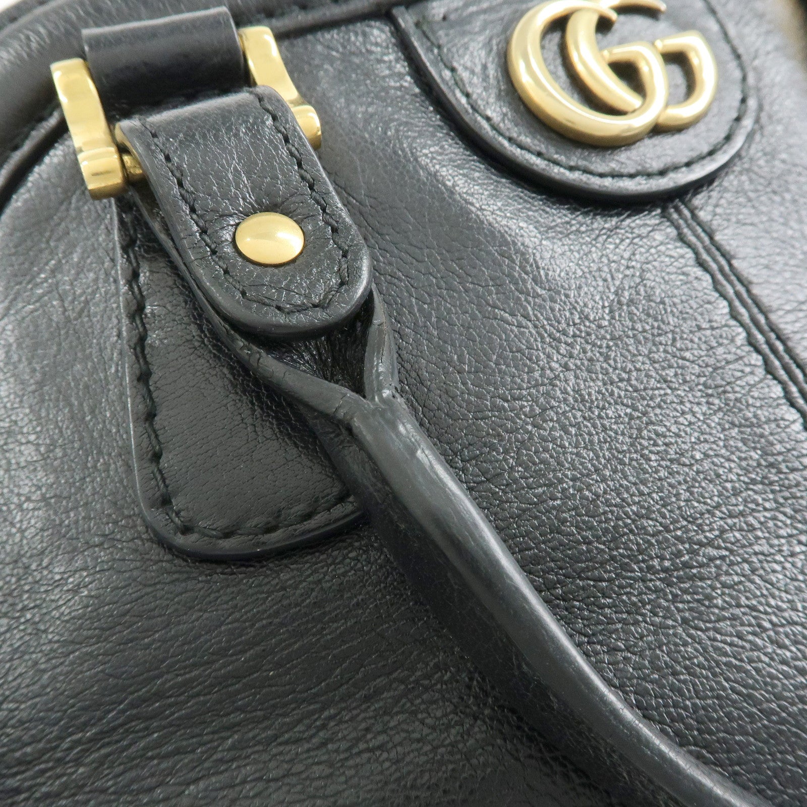 GUCCI GG Marmont Tiger Head Leather 2Way Bag Hand Bag Black 516459